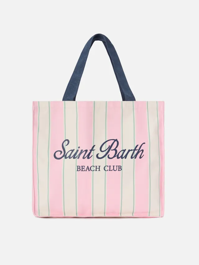 mc2-saint-barth-essential-borsa-shopper-in-canvas-a-righe-rosa-verde-e-bianco-co image 1