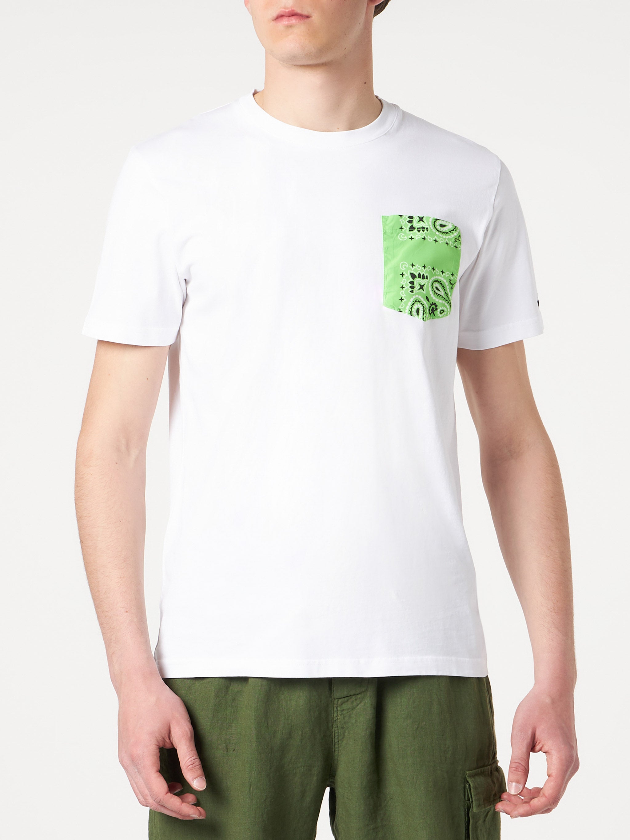 mc2-saint-barth-t-shirt-uomo-in-cotone-con-taschino-bandana-verde image 3