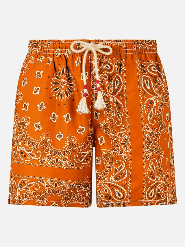 mc2-saint-barth-caprese-costume-uomo-arancione-stampa-bandana-slim-quick-dry image 1