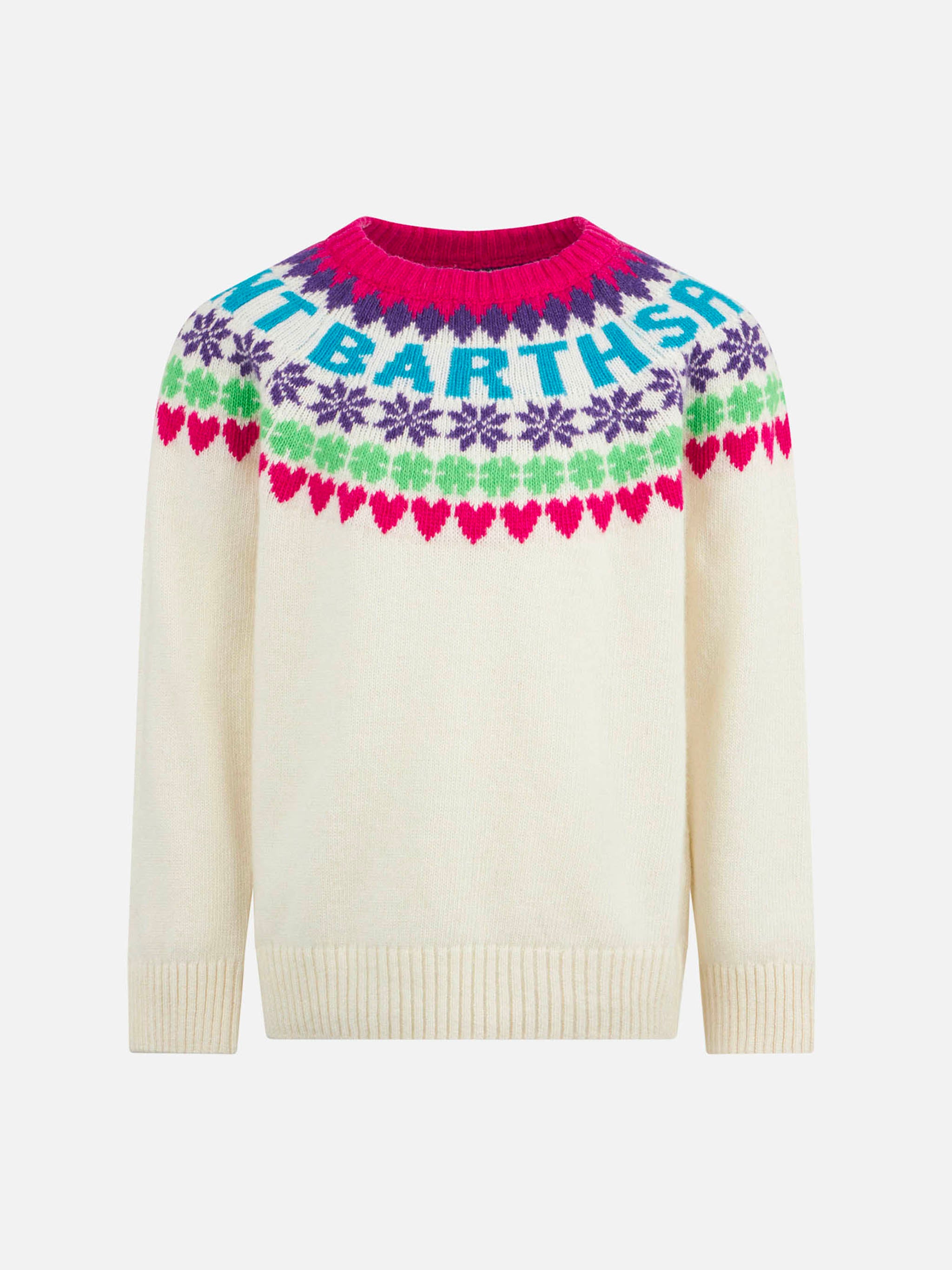 mc2-saint-barth-maglione-girocollo-fair-isle-cuori-bianco-bambina image 1
