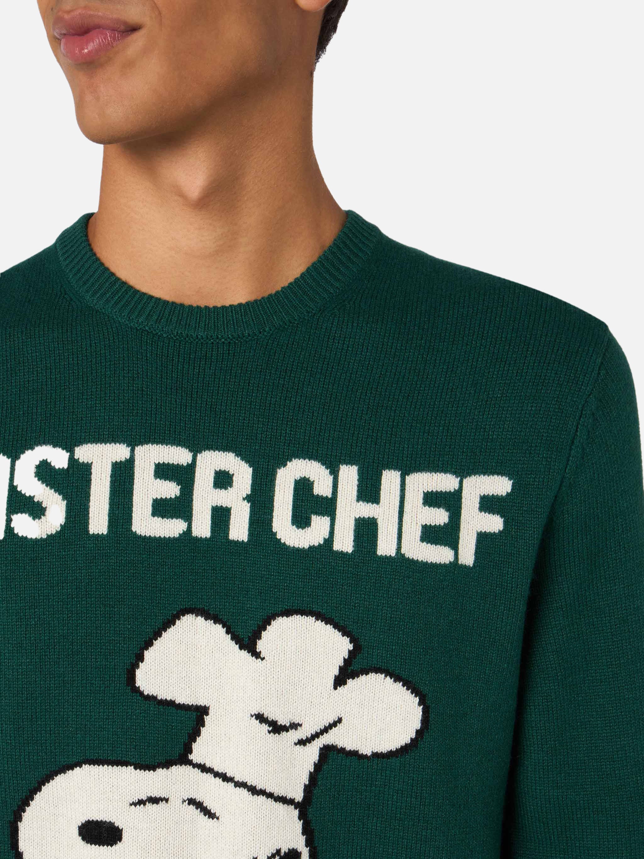 mc2-saint-barth-maglione-heron-snoopy-chef-jacquard-verde-peanuts image 2