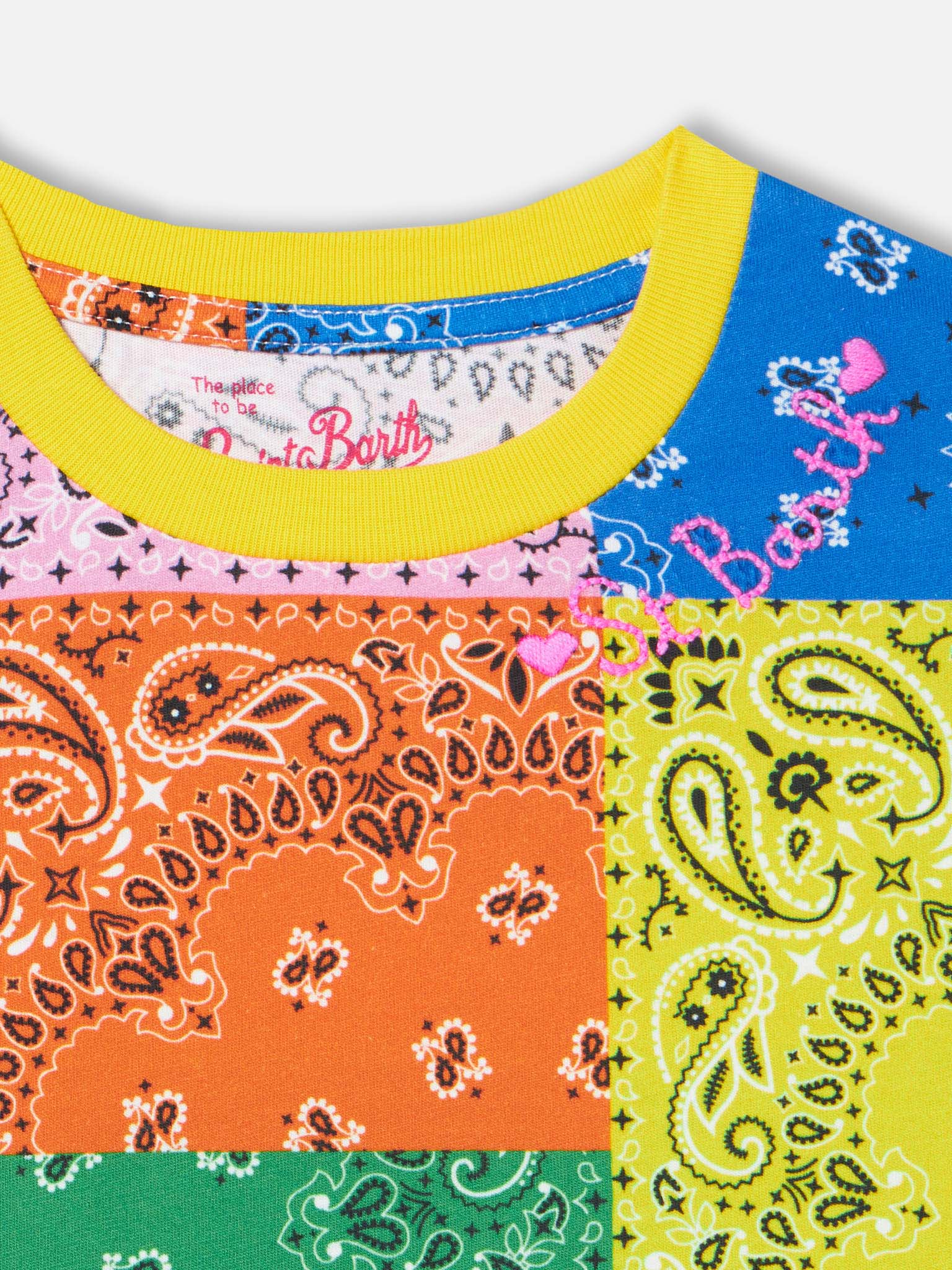 mc2-saint-barth-abito-bambina-in-cotone-con-frange-stampa-bandana-multicolore image 2