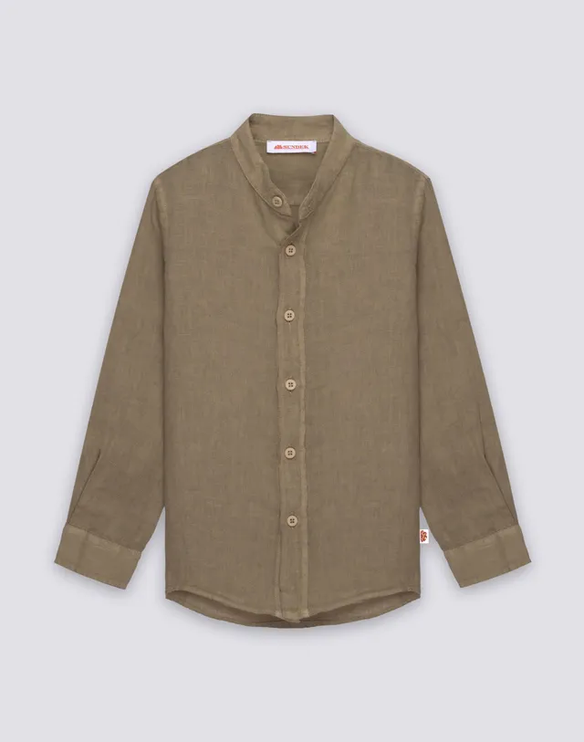 sundek-camicia-bambino-in-lino-manica-lunga-colletto-coreana image 1