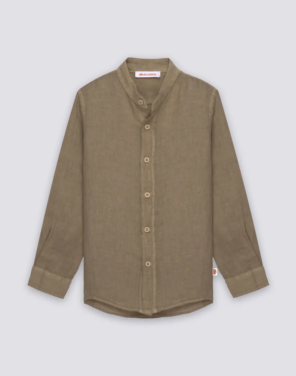 sundek-camicia-bambino-in-lino-manica-lunga-colletto-coreana image 1