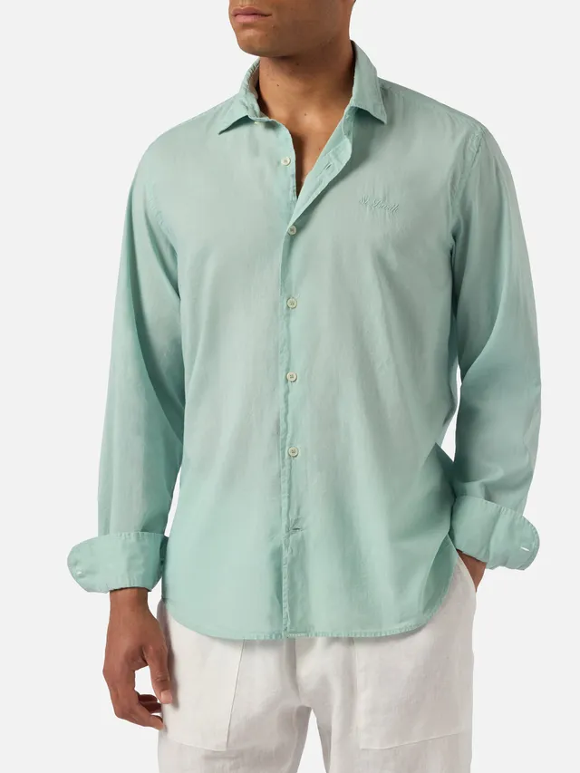 mc2-saint-barth-chemise-camicia-uomo-in-voile-cotone-verde-salvia image 1