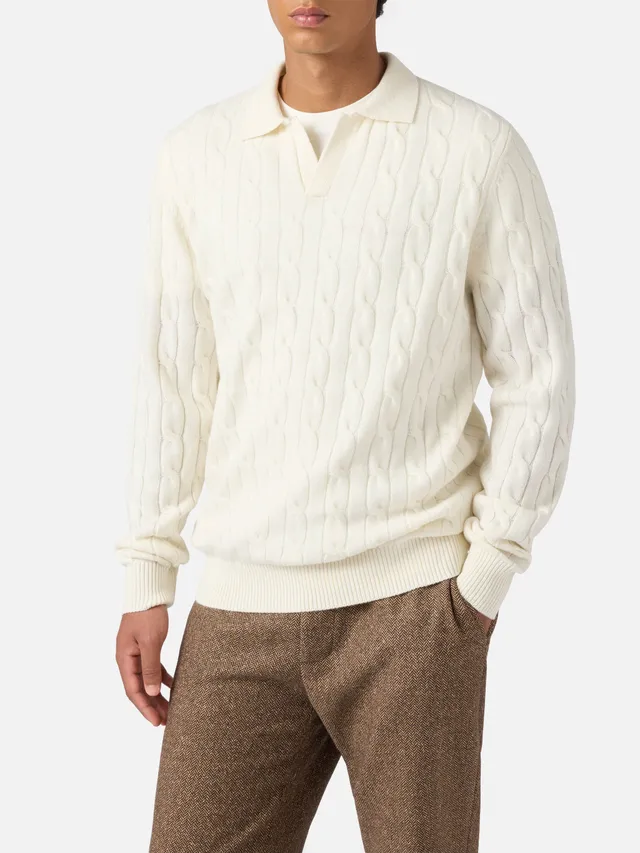 polo-in-maglia-mc2-saint-barth-downing-in-lana-merino-bianco image 1