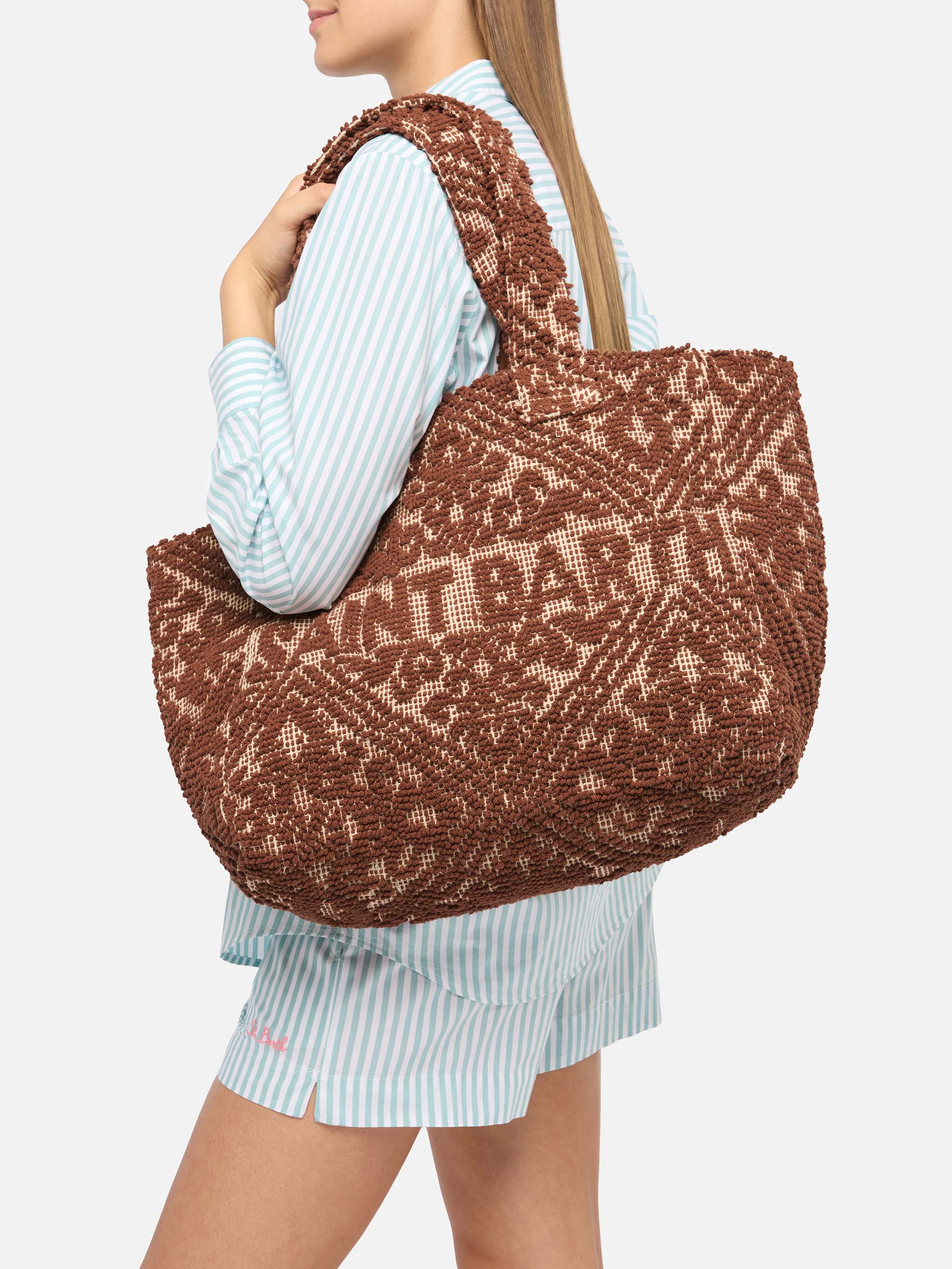 mc2-saint-barth-vanity-tufting-cotton-tote-bag-marrone-tufb0001 image 2