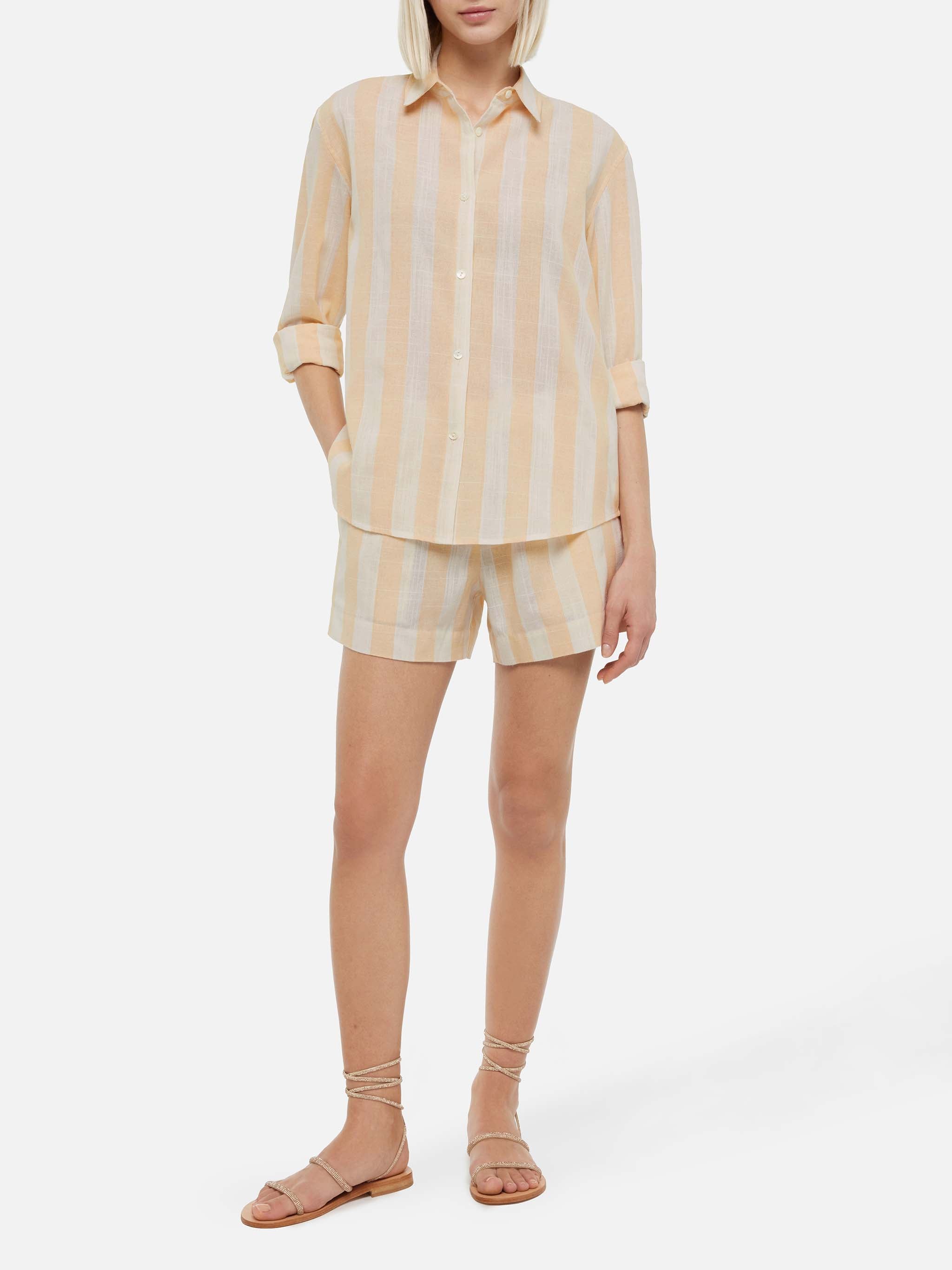 mc2-saint-barth-camicia-donna-meredith-classica-a-righe-beige image 4