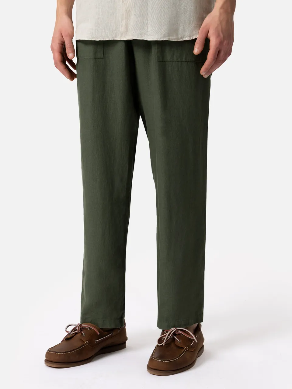 mc2-saint-barth-calais-pantaloni-uomo-lino-verde-militare image 1