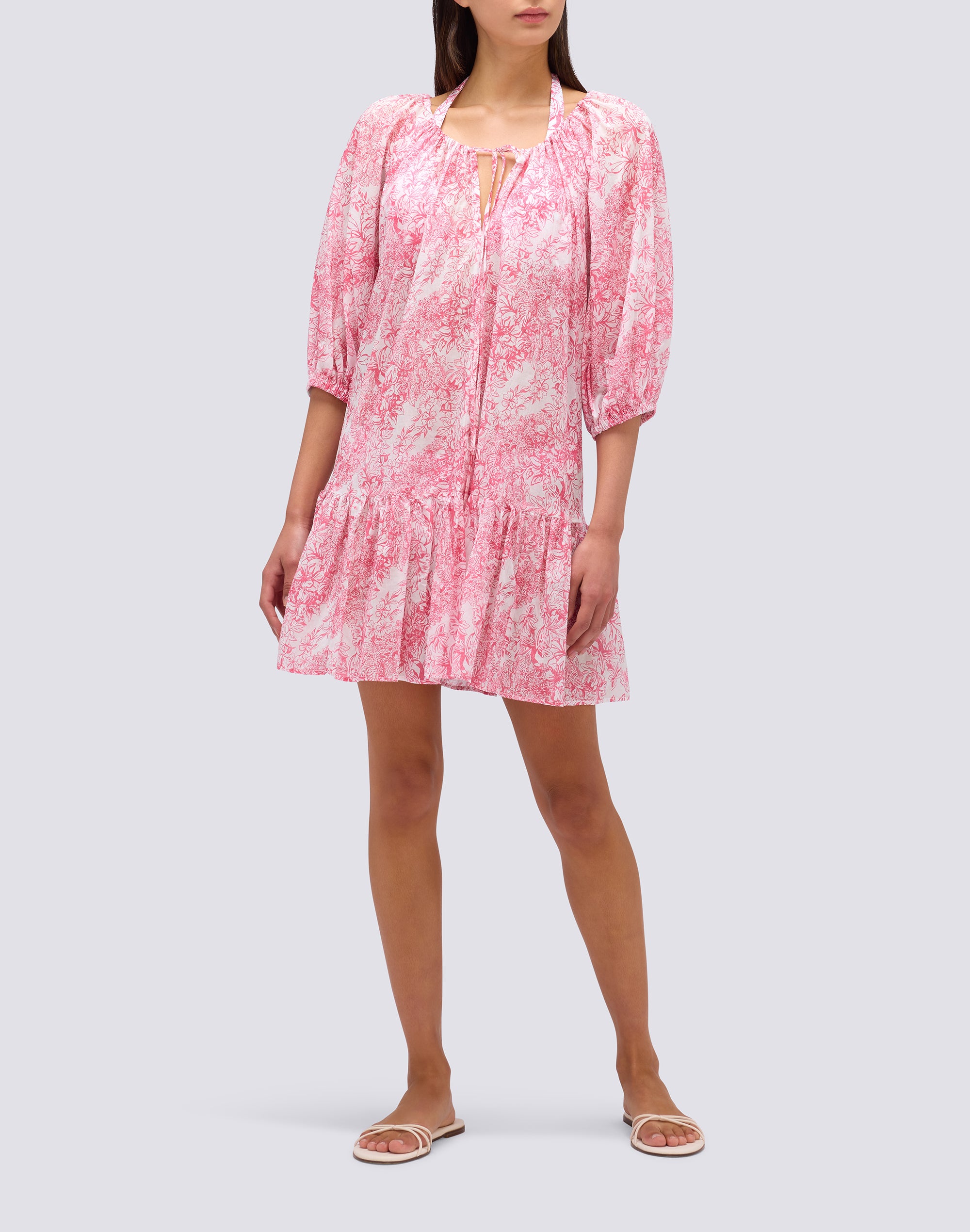 sundek-abito-corto-donna-stampa-fleur-de-joie-con-coulisse image 3
