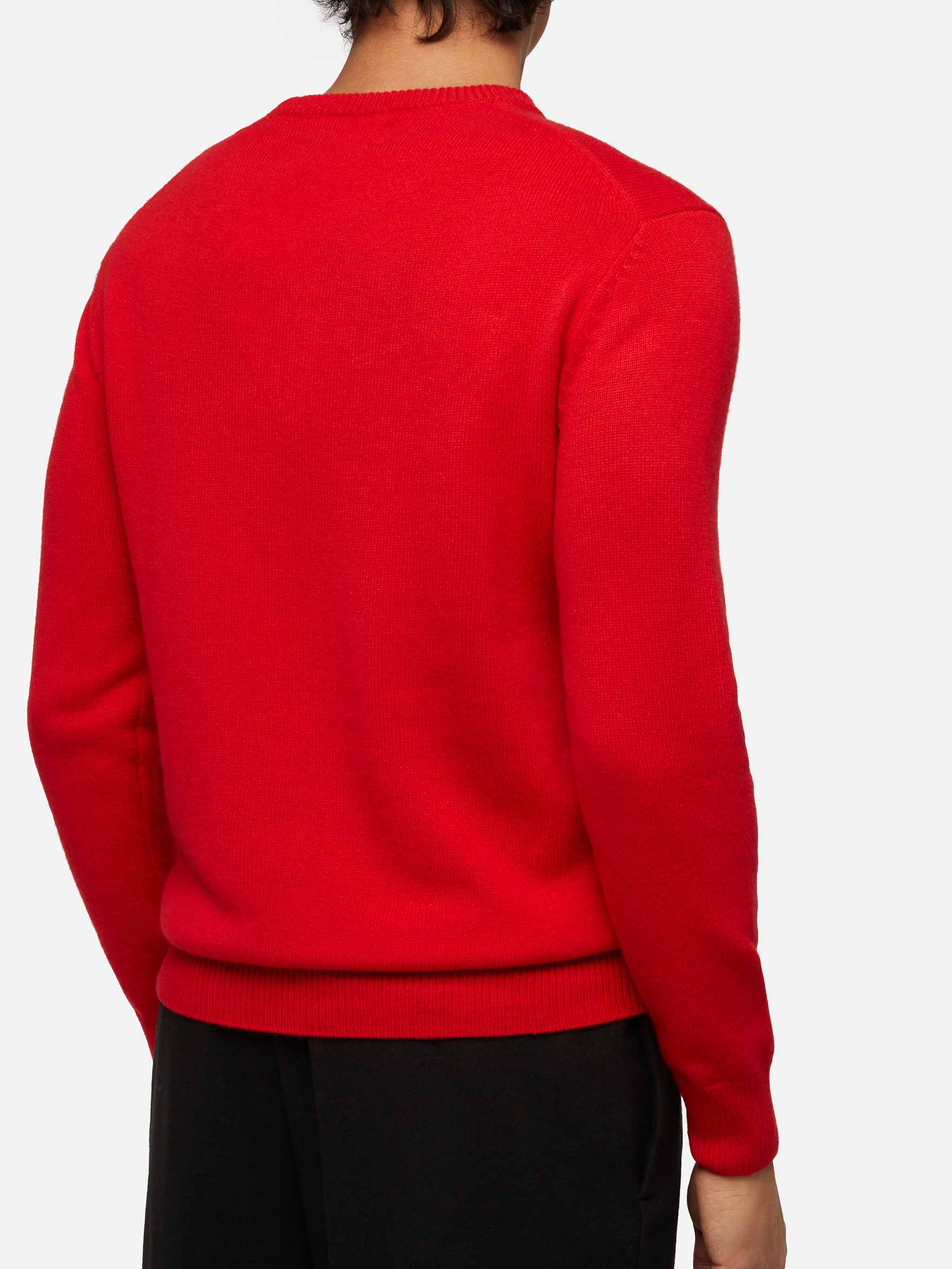mc2-saint-barth-heron-maglione-uomo-rosso-con-jacquard-e-ricamo-snoopy-peanuts image 3