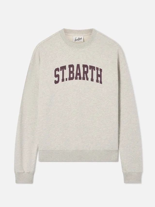 mc2-saint-barth-stardust-felpa-donna-grigio-melange-puro-cotone-stampa-college image 1