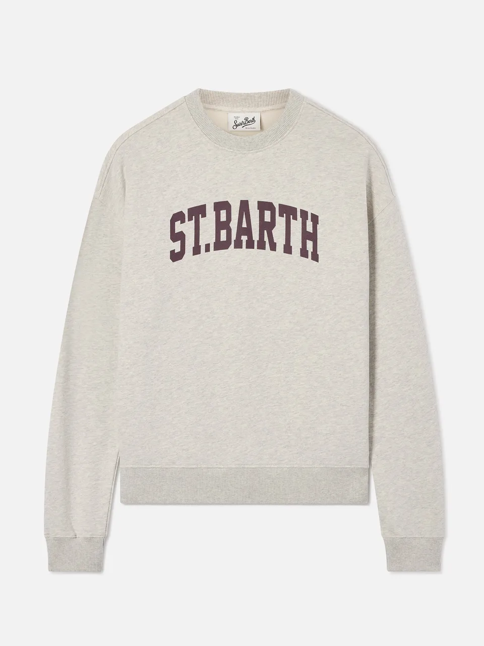 mc2-saint-barth-stardust-felpa-donna-grigio-melange-puro-cotone-stampa-college image 1