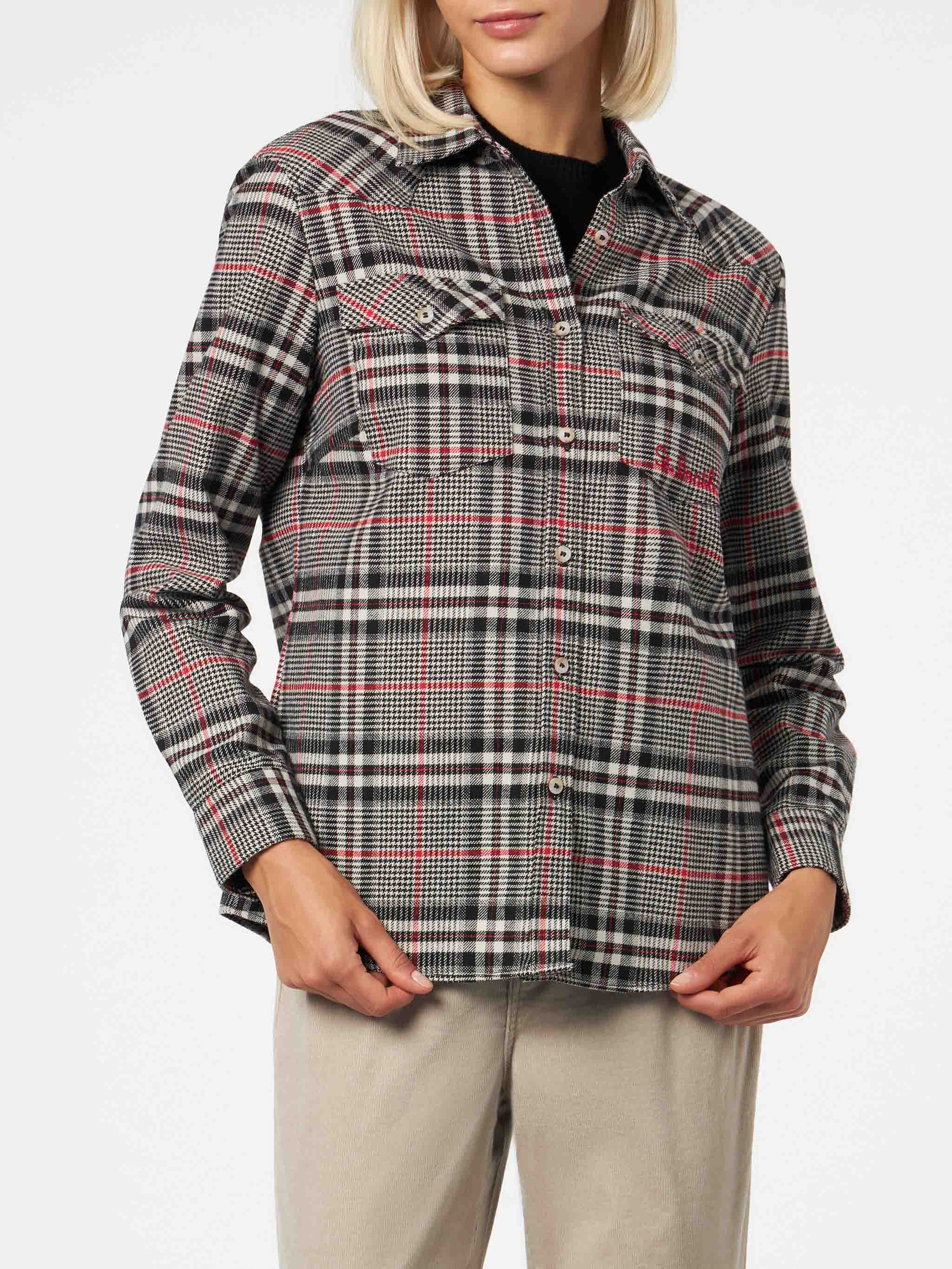 mc2-saint-barth-overshirt-deer-con-stampa-principe-di-galles image 1
