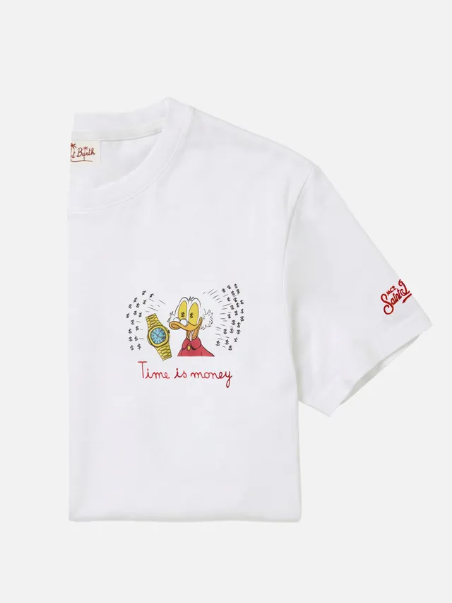 mc2-saint-barth-portofino-t-shirt-uomo-bianca-puro-cotone-ricamo-time-is-money-s image 1