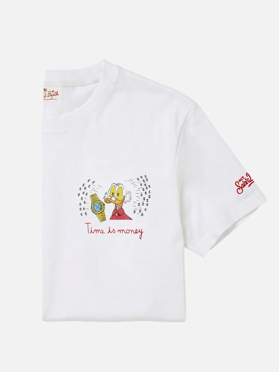 mc2-saint-barth-portofino-t-shirt-uomo-bianca-puro-cotone-ricamo-time-is-money-s image 1