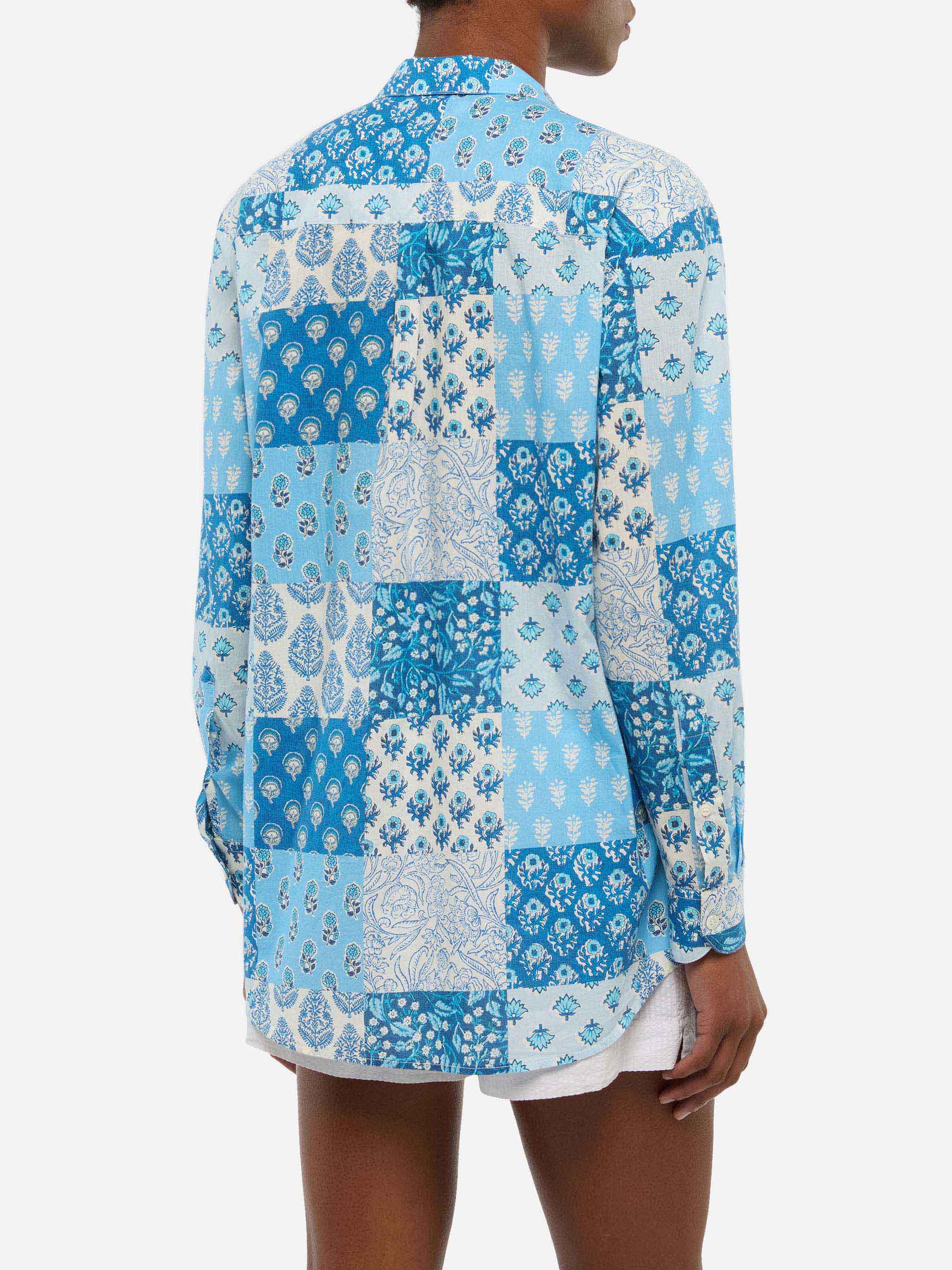 mc2-saint-barth-brigitte-camicia-in-cotone-con-stampa-floreale-blu-donna image 3