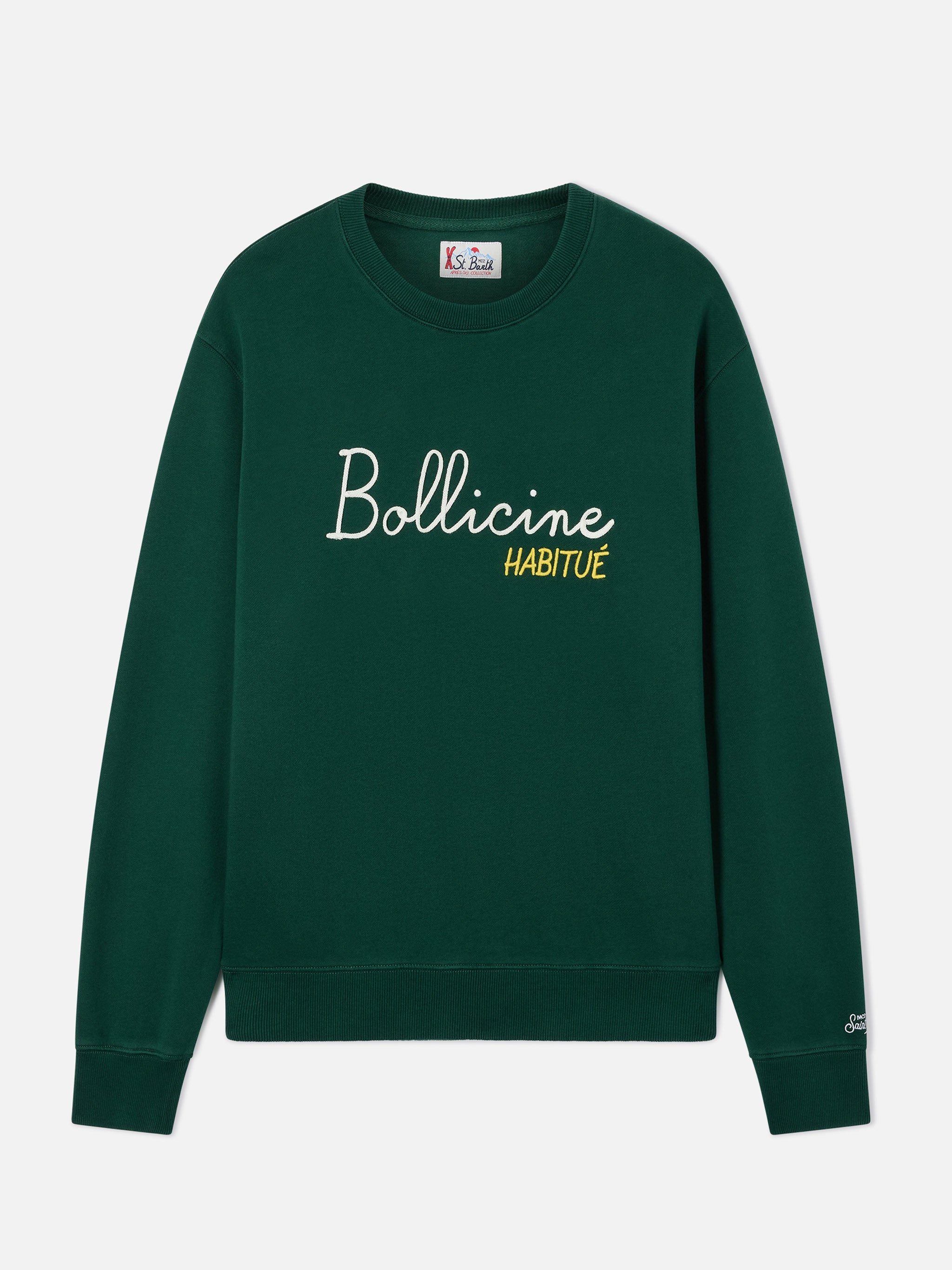 mc2-saint-barth-soho-felpa-girocollo-uomo-cotone-verde-bollicine-habitu image 1