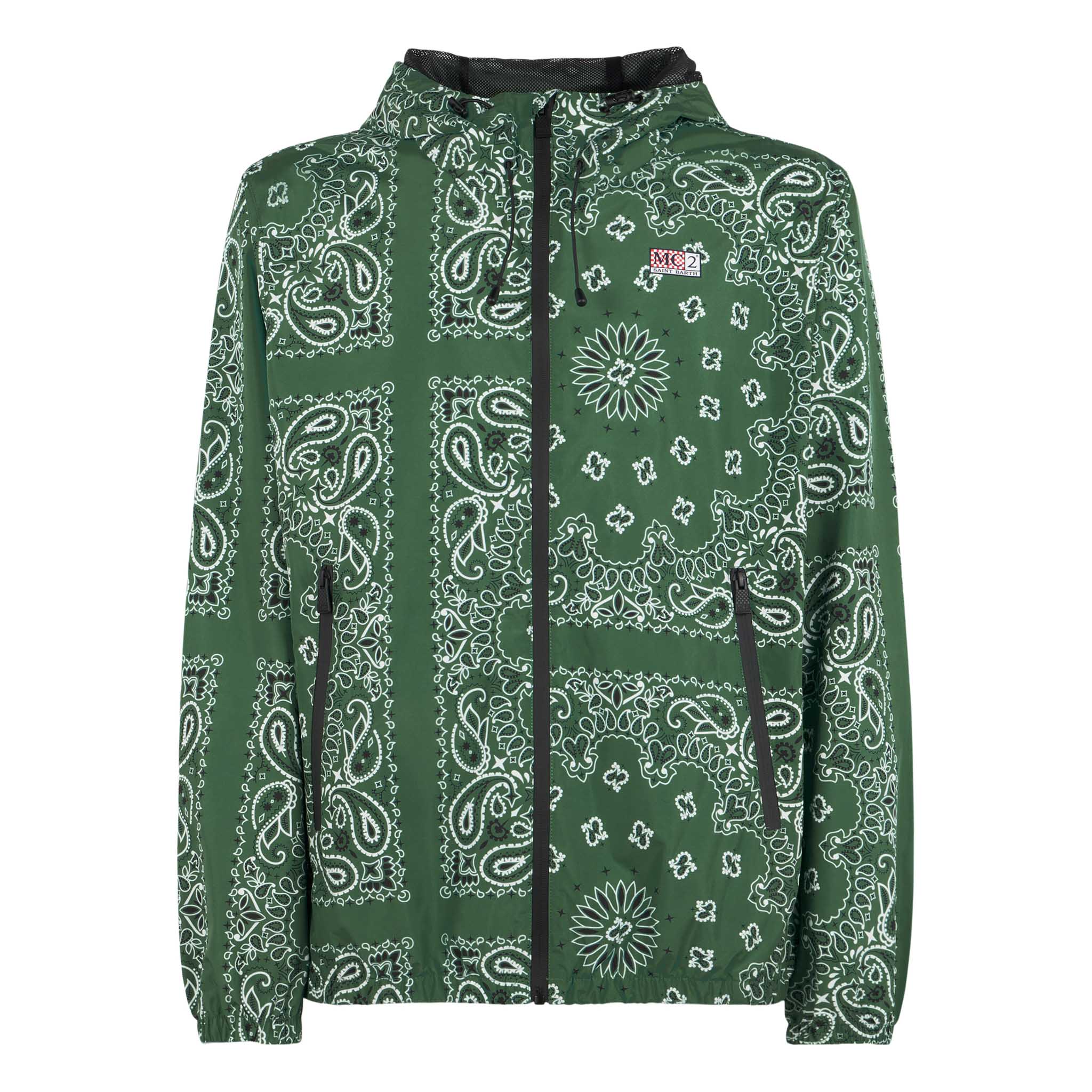 mc2-saint-barth-kauris-giacca-uomo-waterproof-stampa-bandana-verde-militare image 4