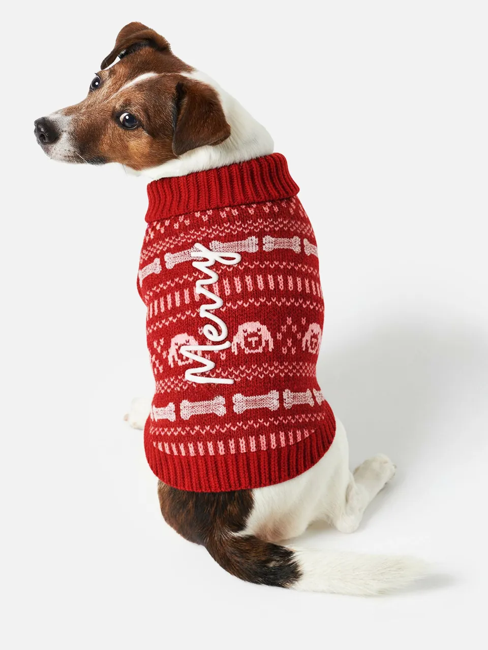 mc2-saint-barth-maglione-per-cani-merry-fair-isle-rosso-dolcevita image 1