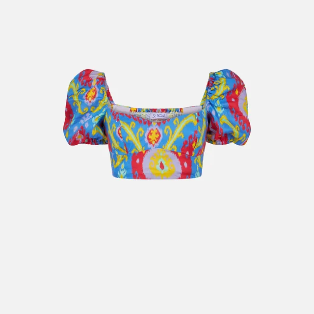 mc2-saint-barth-crop-top-in-lino-stampa-ikat-multicolore-donna image 1