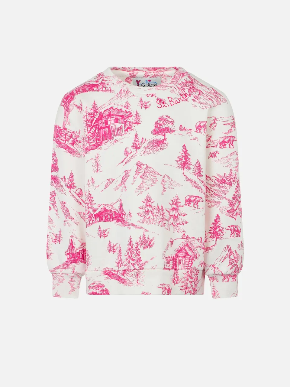 mc2-saint-barth-felpa-girocollo-bambina-toile-de-jouy-rosa image 1