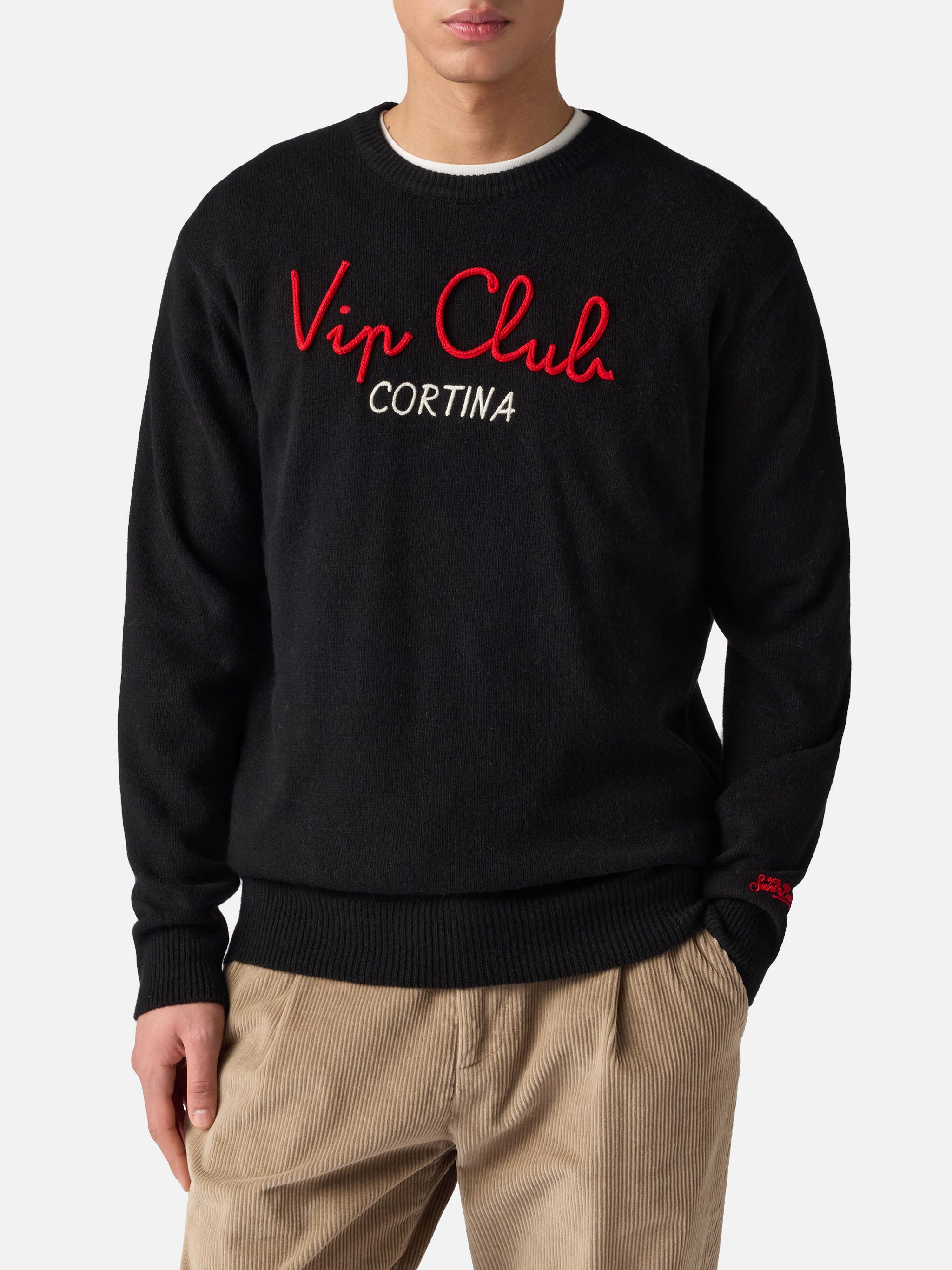 mc2-saint-barth-maglione-girocollo-heron-uomo-nero-con-ricamo-vip-club-cortina-s image 1