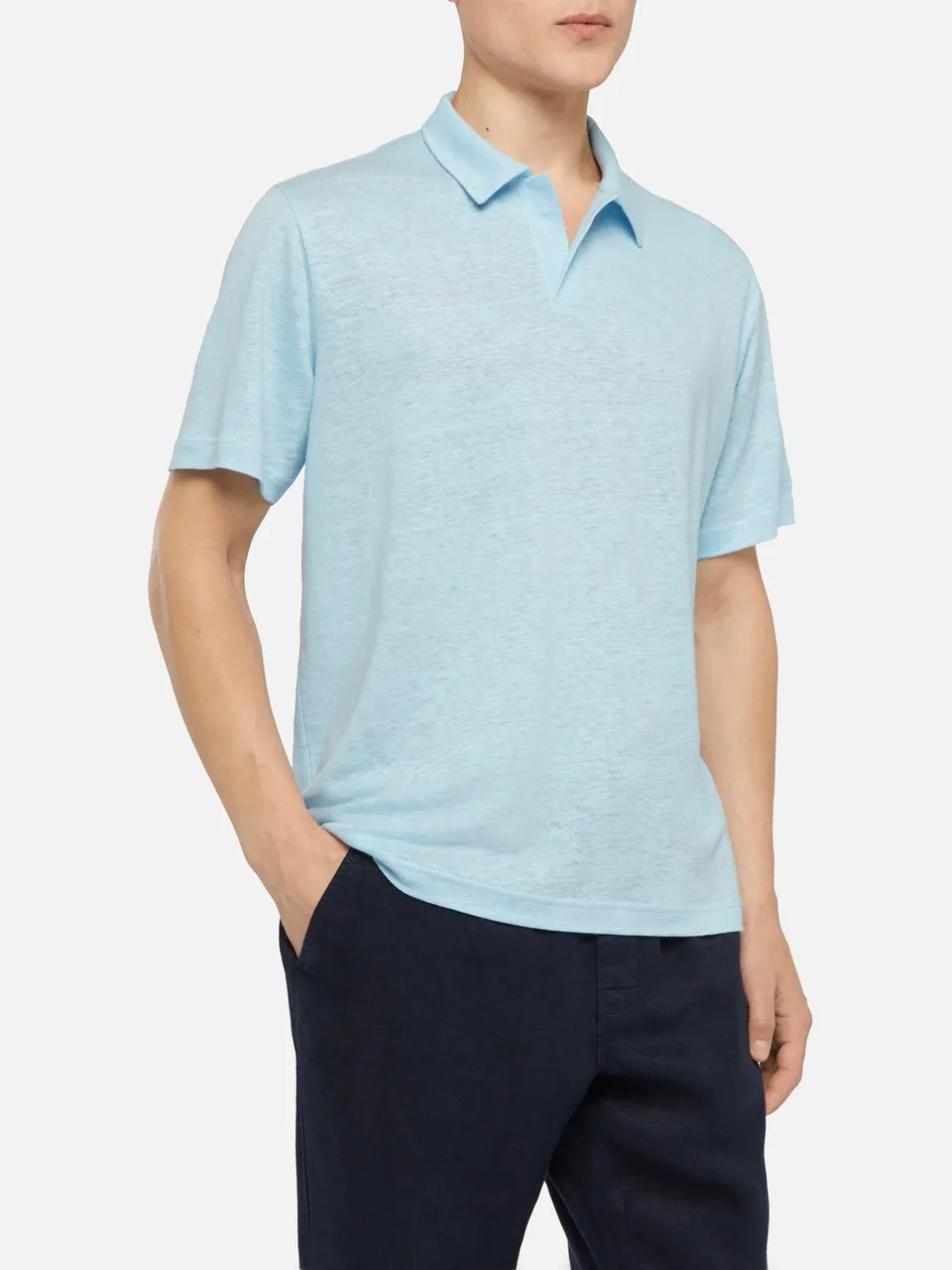mc2-saint-barth-polo-fraser-uomo-in-lino-azzurro-chiaro-senza-bottoni image 1