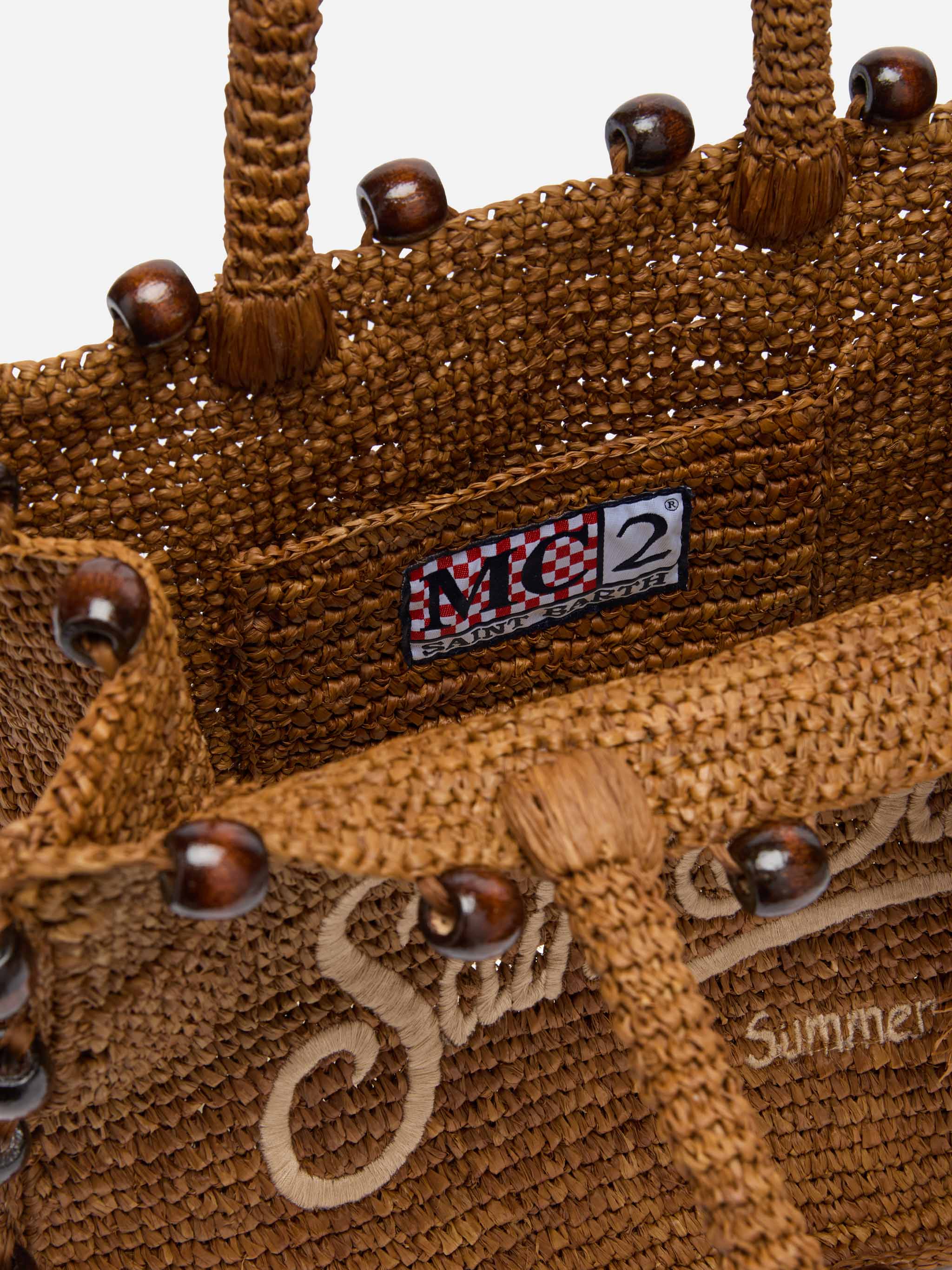 mc2-saint-barth-colette-borsa-raffia-marrone-logo-ricamato-perline image 6