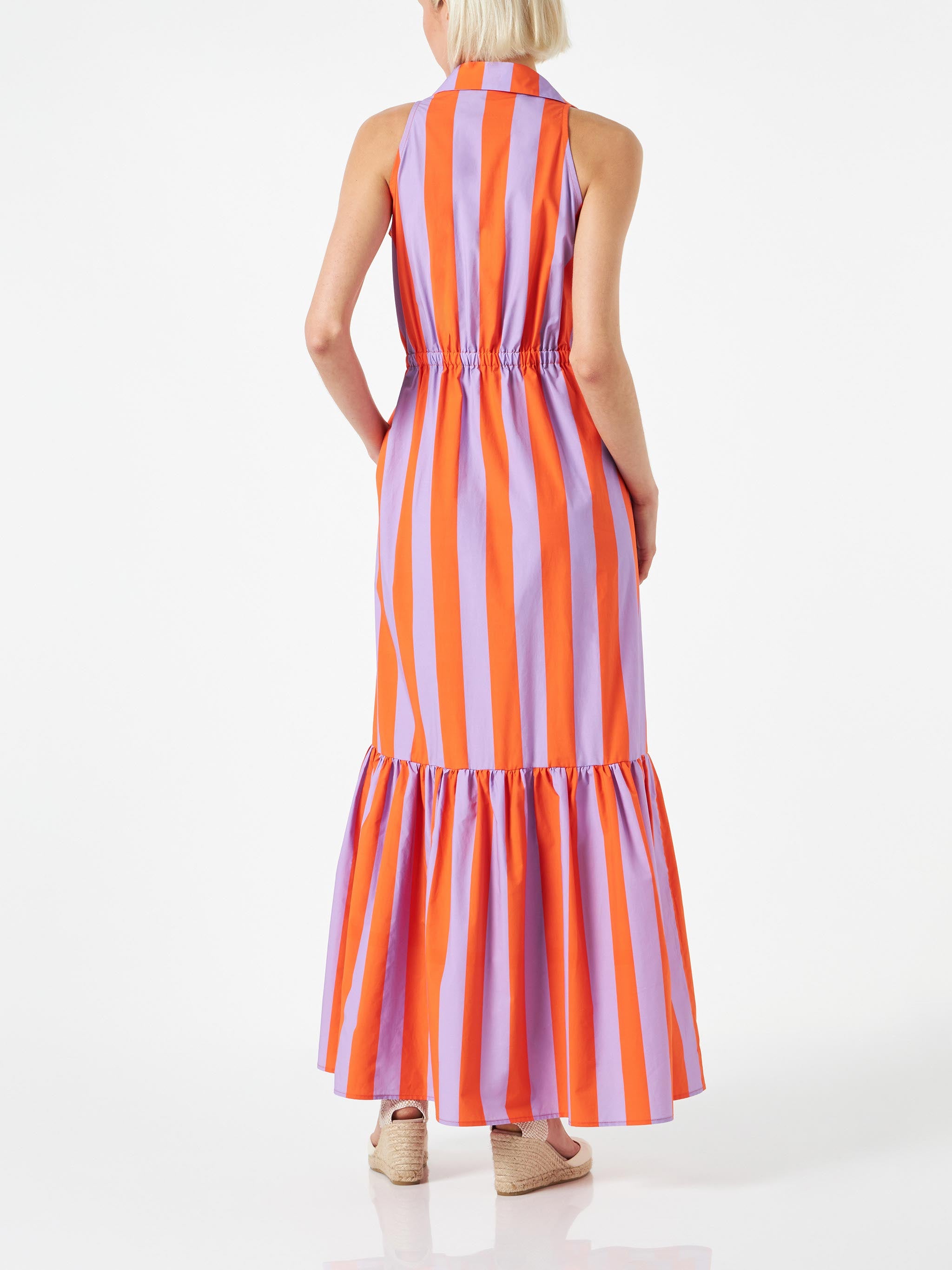 mc2-saint-barth-abito-lungo-ida-donna-in-cotone-a-righe-lilla-e-arancione image 2