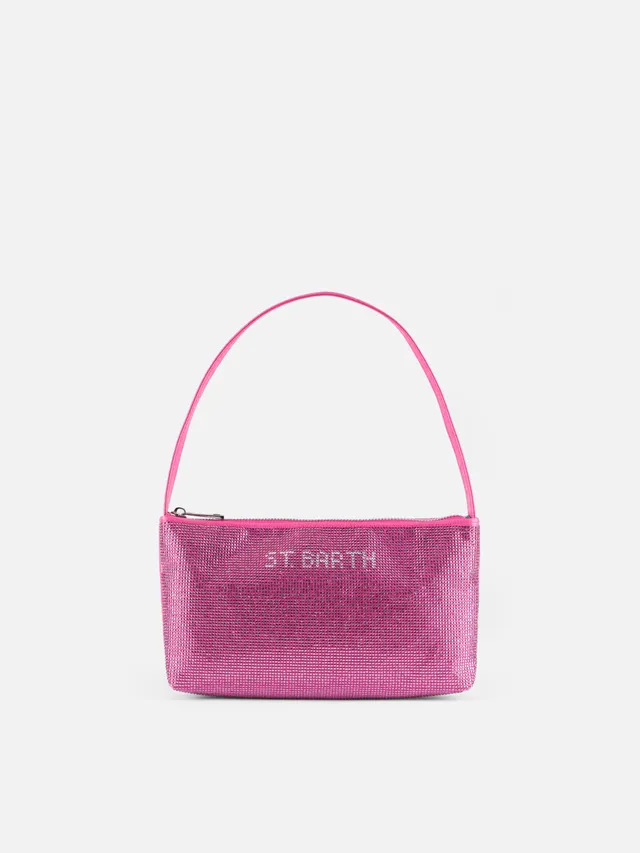 mc2-saint-barth-borsa-mini-strass-fucsia-con-manico-satinato-22x14cm image 1