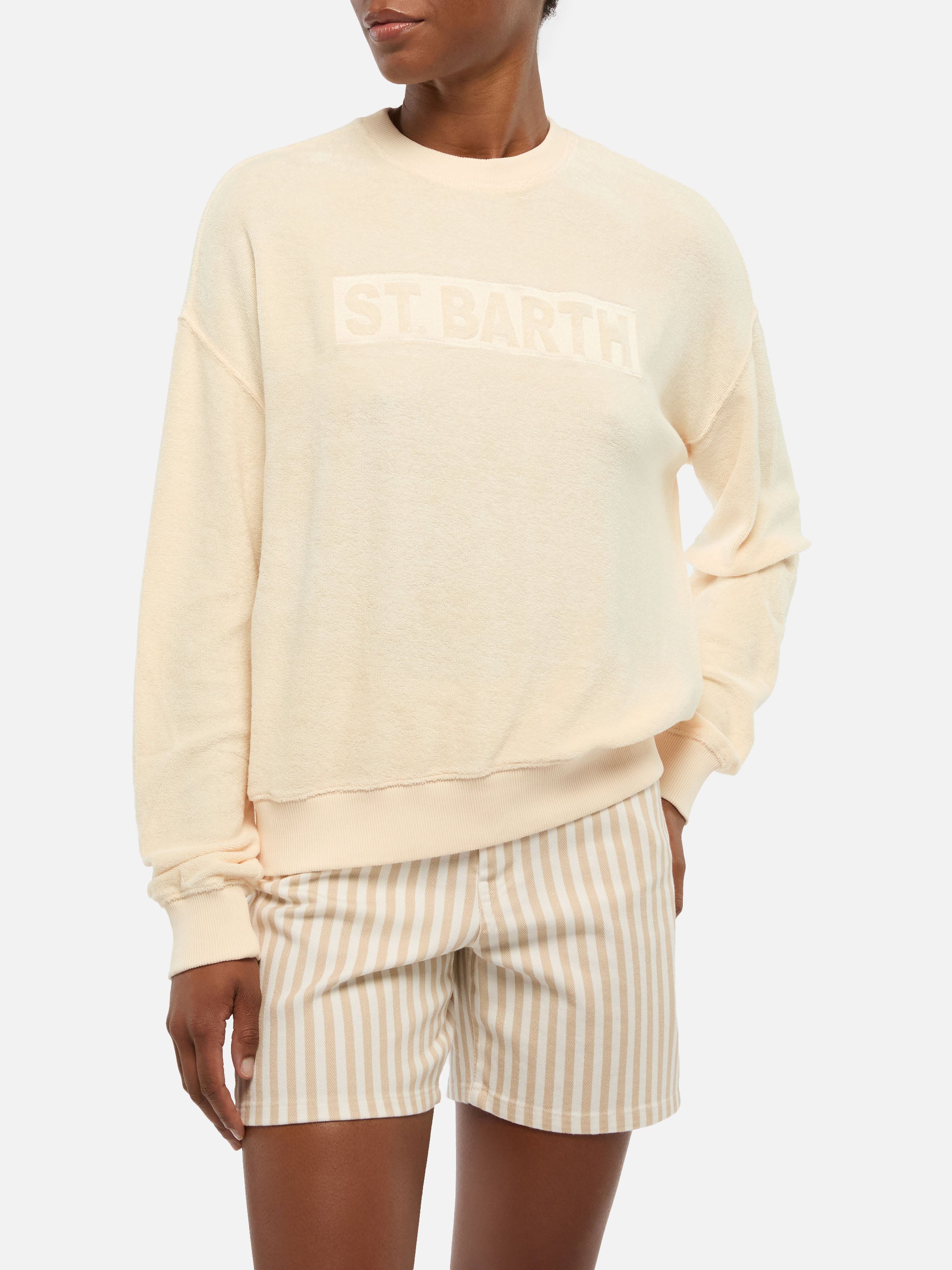 mc2-saint-barth-stardust-felpa-in-spugna-di-cotone-beige image 3