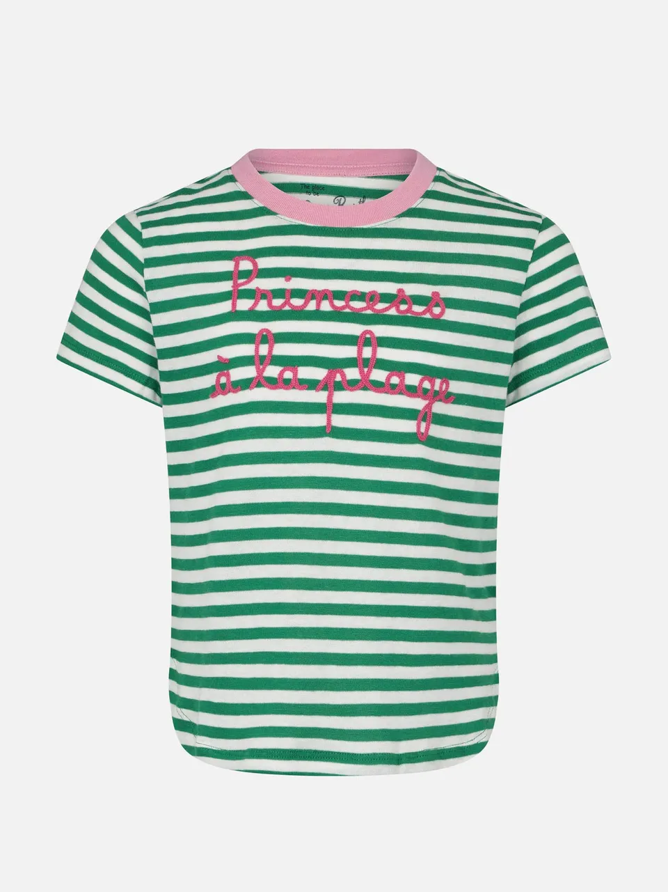 mc2-saint-barth-t-shirt-bambina-a-righe-con-ricamo-princess-la-plage image 1