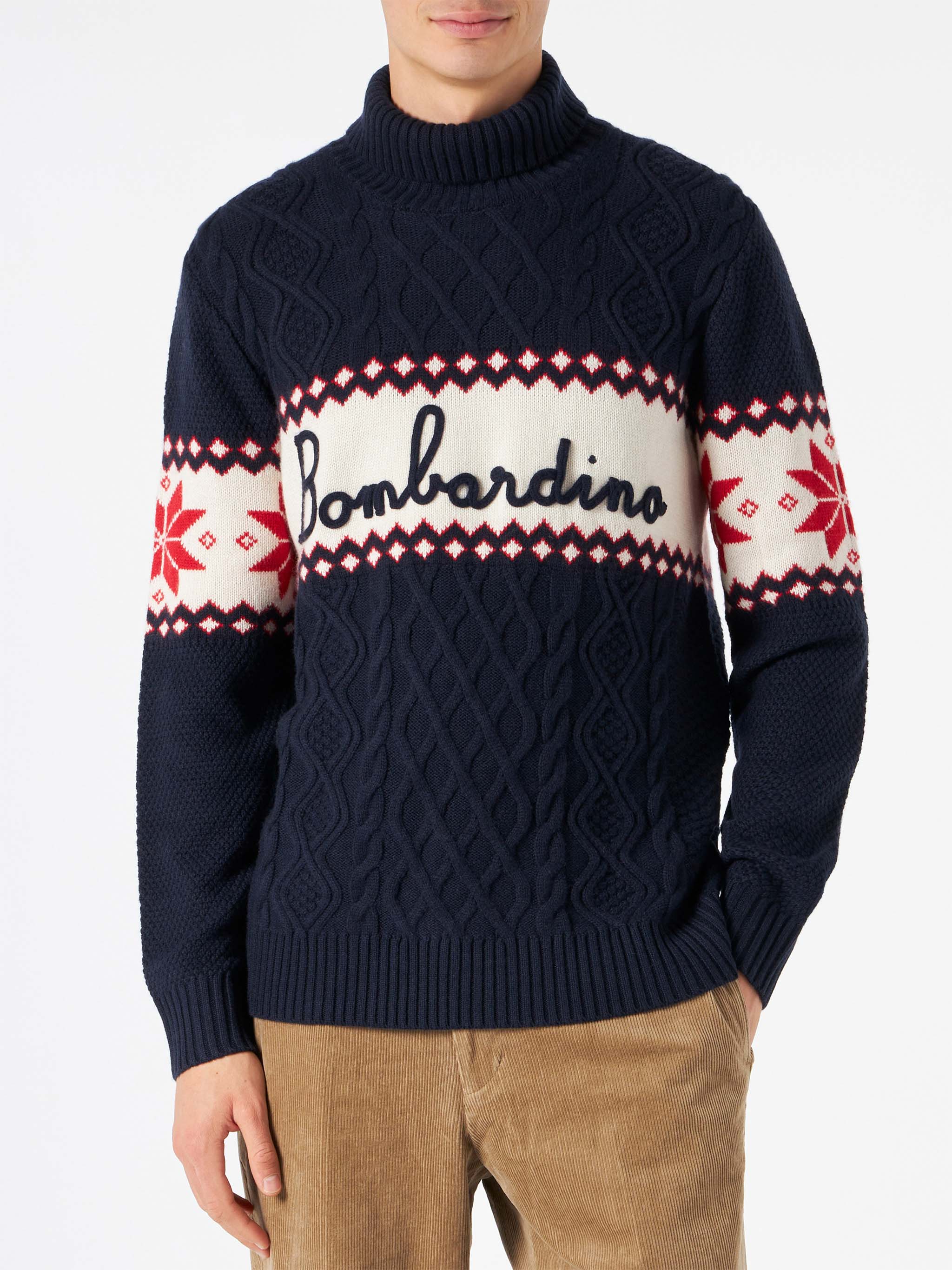 mc2-saint-barth-maglione-mezzo-collo-uomo-blu-con-scritta-bombardino image 1