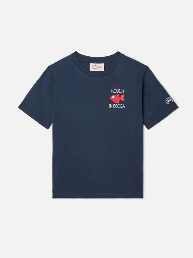 t-shirt-mc2-saint-barth-portofino-jr-per-bambino-blu-con-ricamo-acqua-in-bocca-i image 1