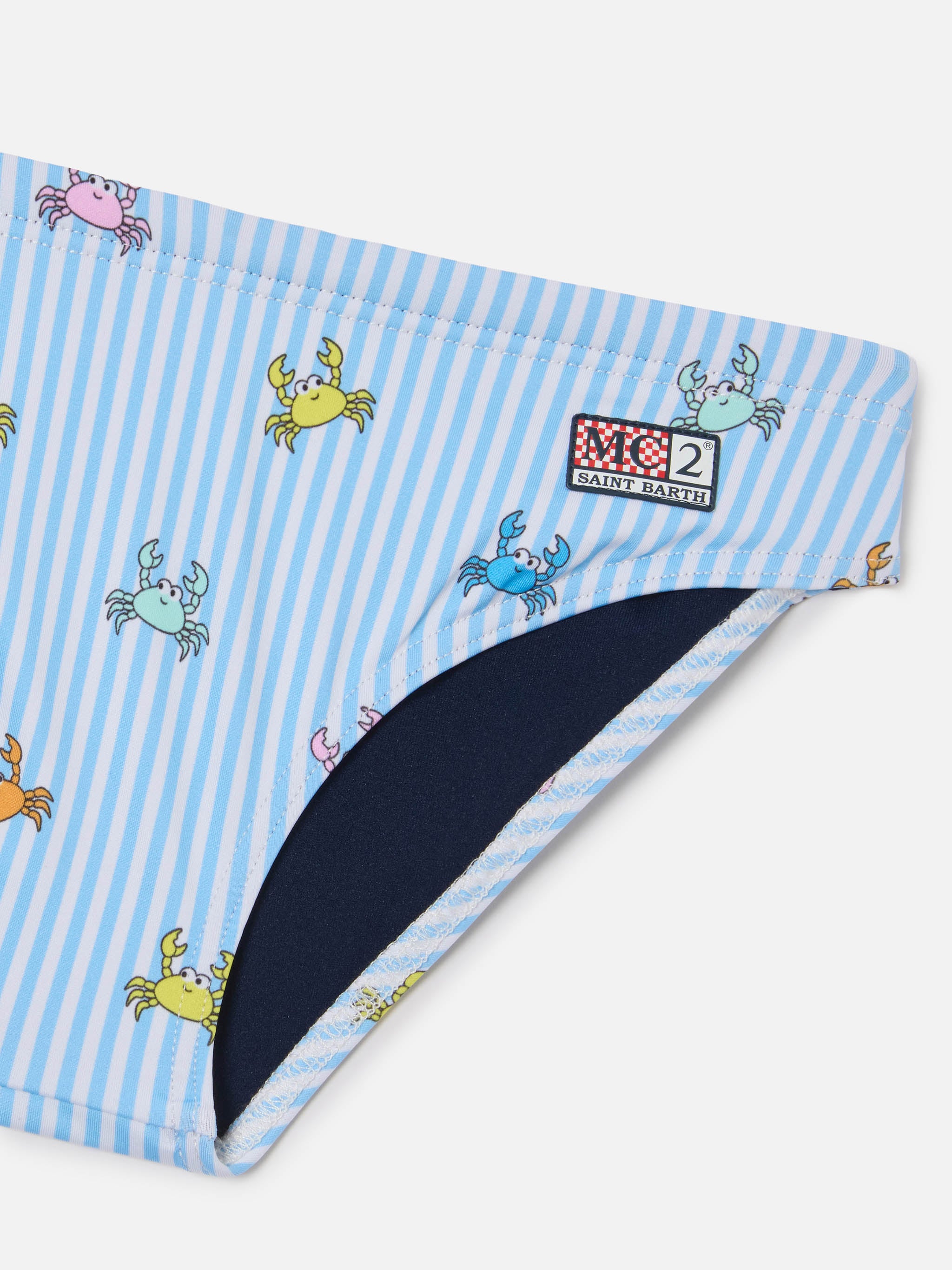mc2-saint-barth-billy-slip-mare-bambino-rigato-bianco-azzurro-stampa-granchietti image 3