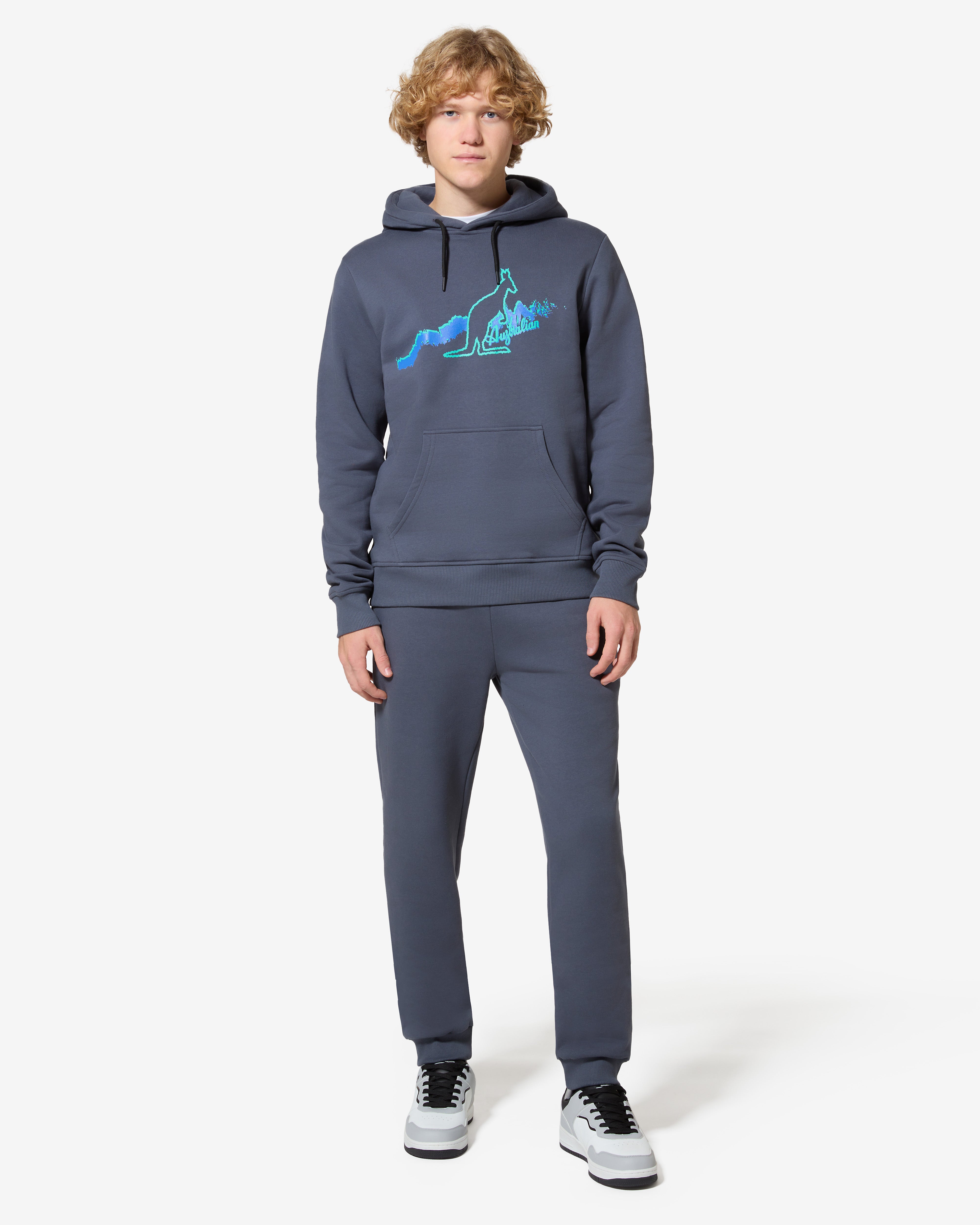 australian-road-hoodie-archive-grigio-titanio-felpa-cotone-cappuccio-made-in-ita image 2