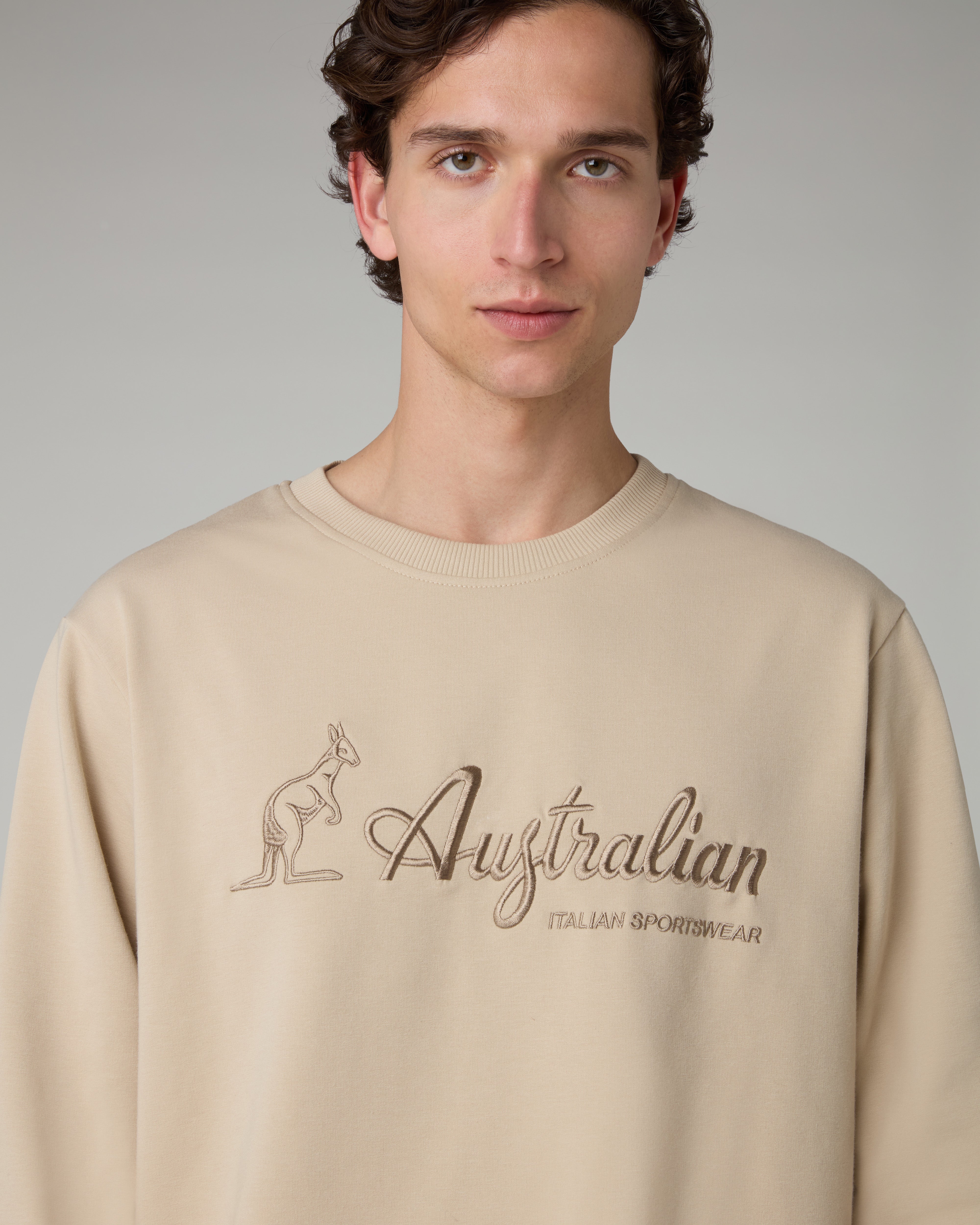 australian-statement-logo-crewneck-felpa-girocollo-sabbia image 4