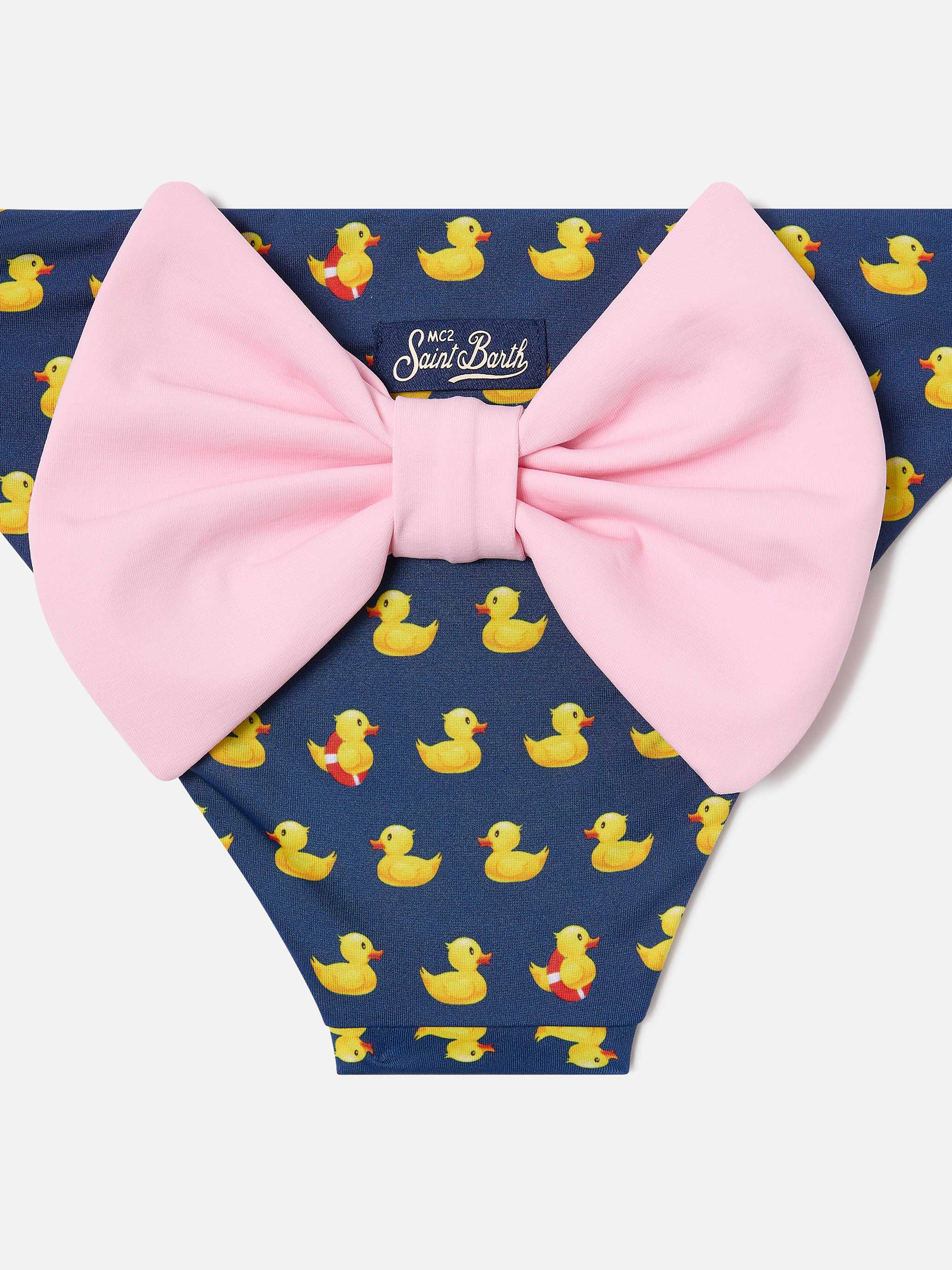 mc2-saint-barth-slip-mare-madame-per-bambina-con-stampa-paperelle-e-fiocco-rosa image 3