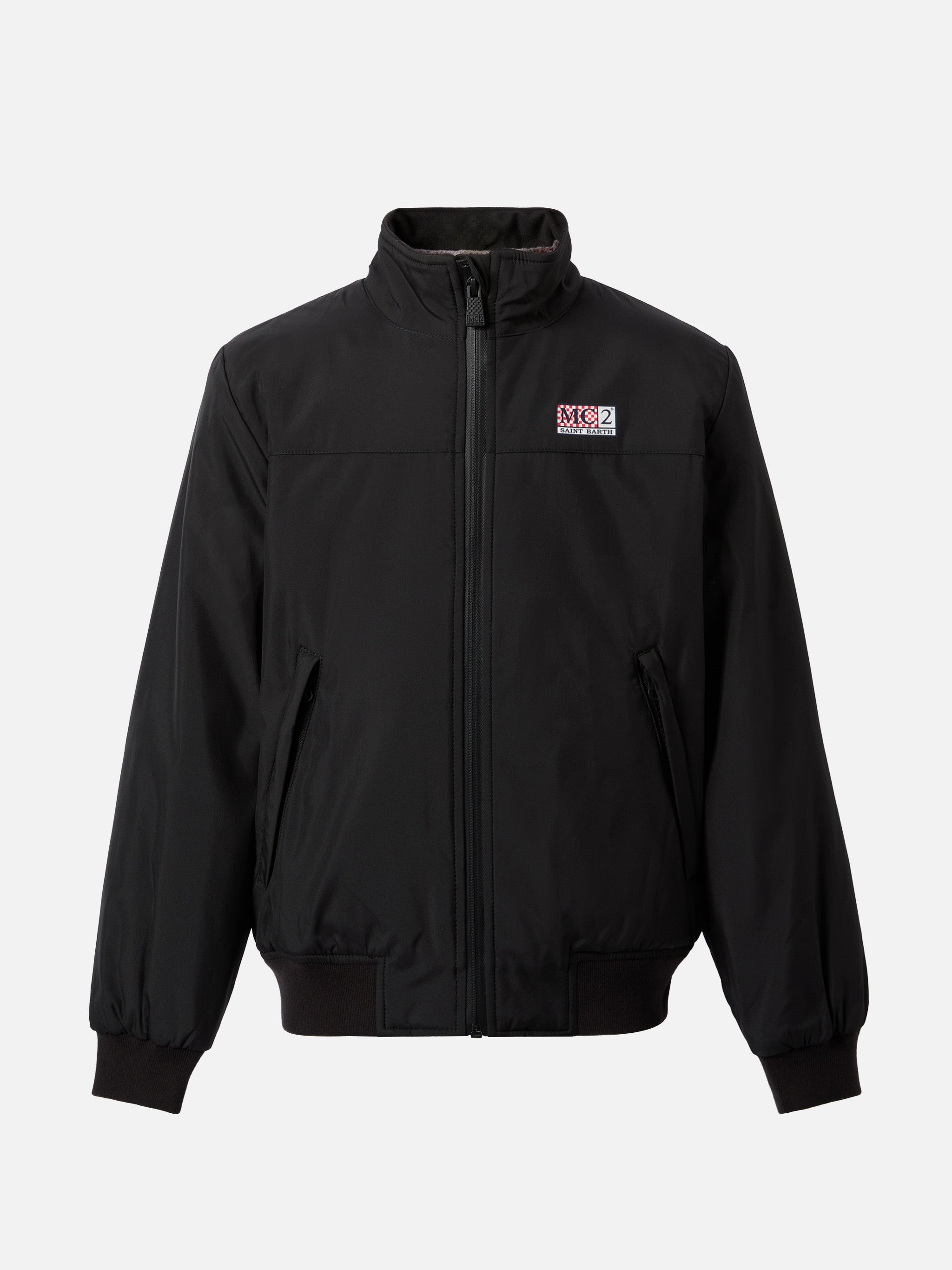 mc2-saint-barth-bomber-country-jr-nero-con-interno-in-pelliccia-da-ragazzo image 1