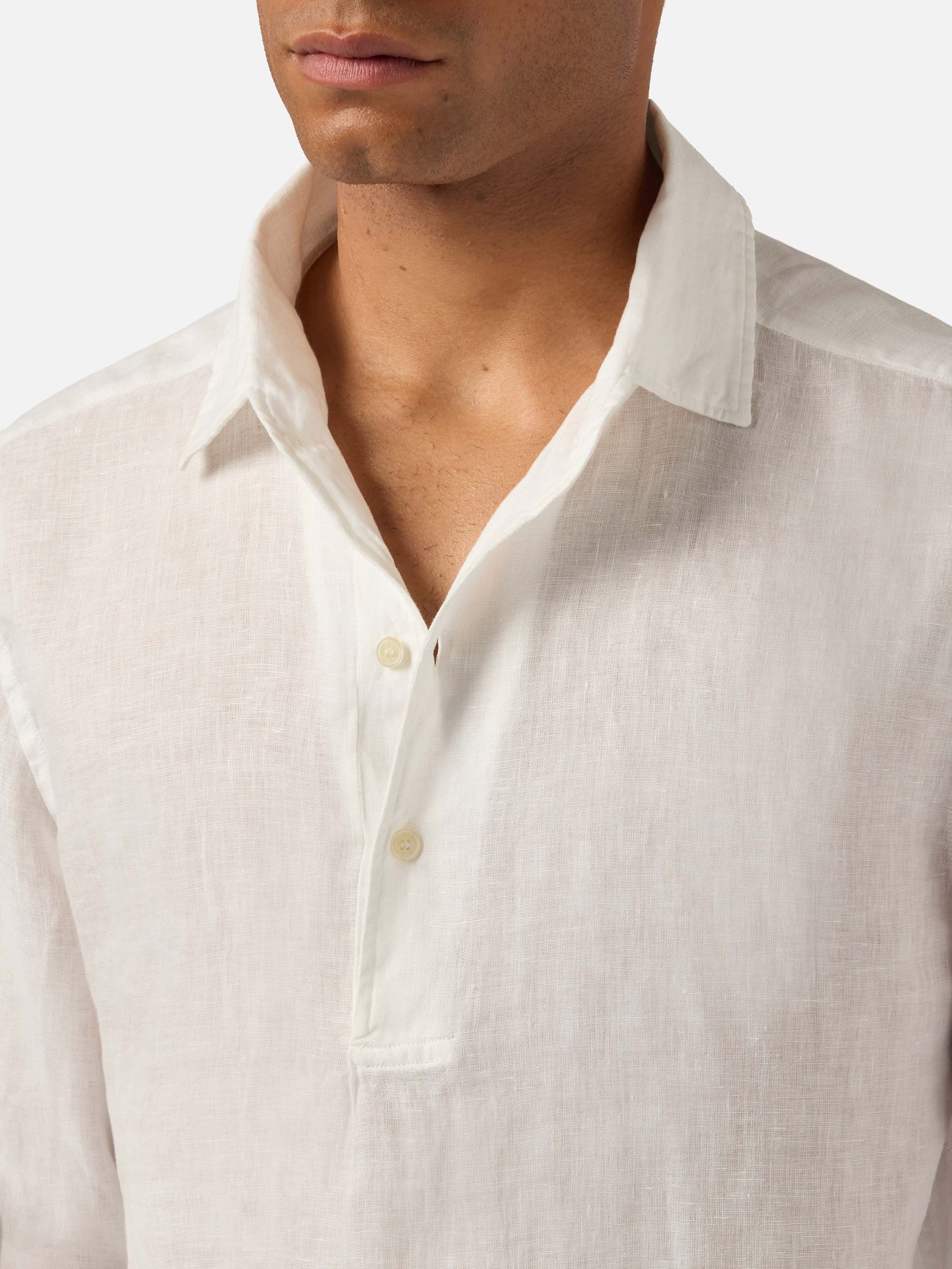 mc2-saint-barth-raphael-polo-uomo-maniche-lunghe-lino-bianco image 2