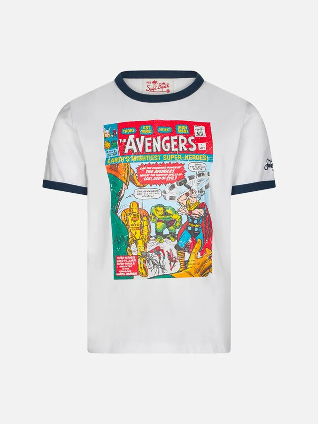 mc2-saint-barth-t-shirt-bambino-cotone-bianca-stampa-avengers-edizione-speciale- image 1