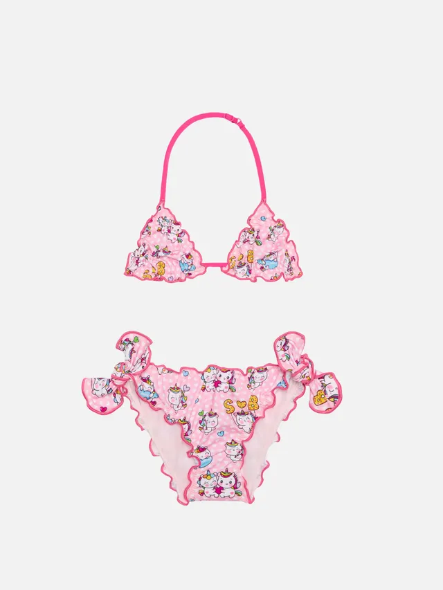 mc2-saint-barth-bikini-da-bambina-a-triangolo-con-stampa-unicorno image 1