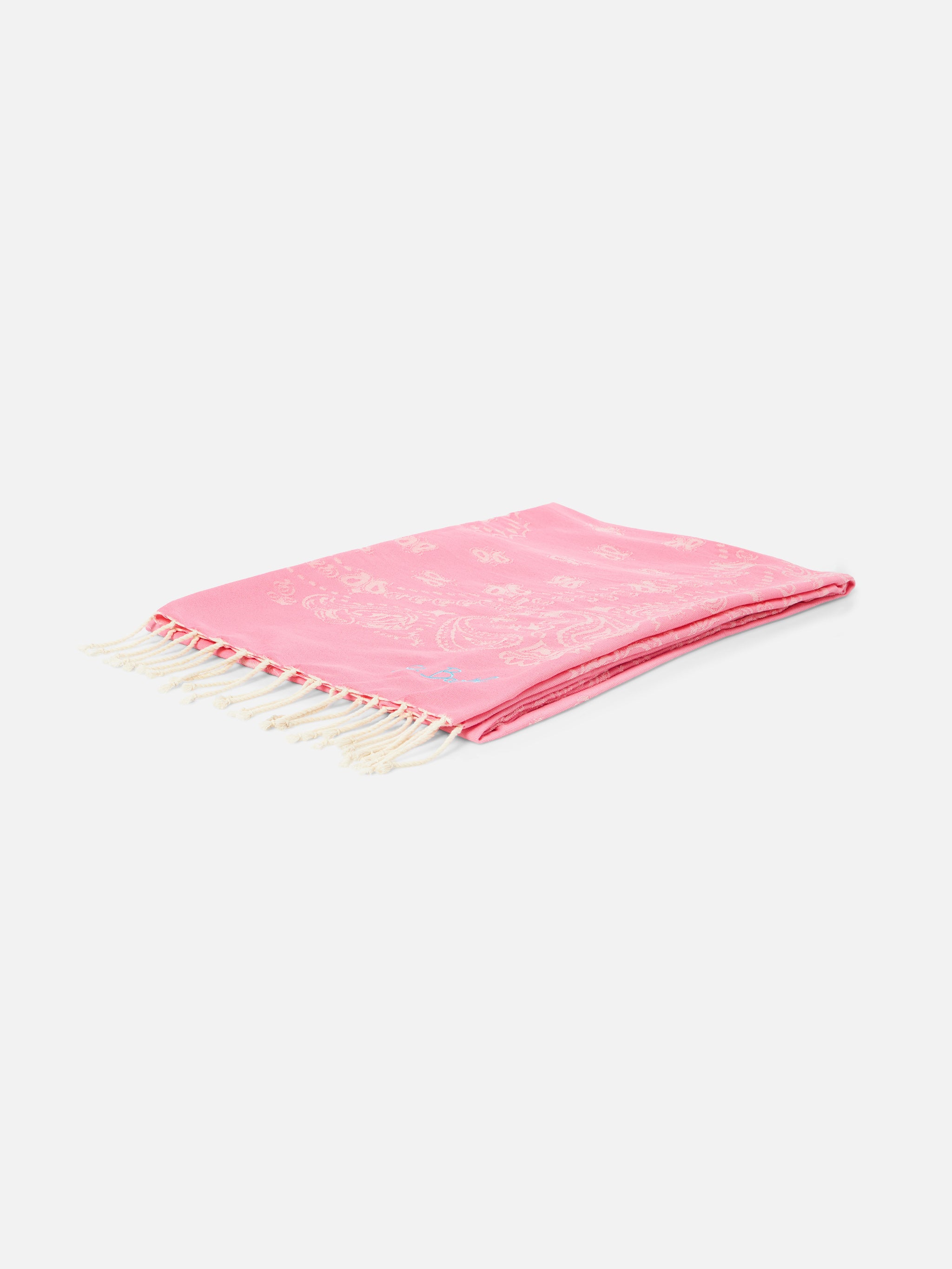 telo-mare-mc2-saint-barth-foutas-in-cotone-jacquard-con-fantasia-bandana-rosa image 3
