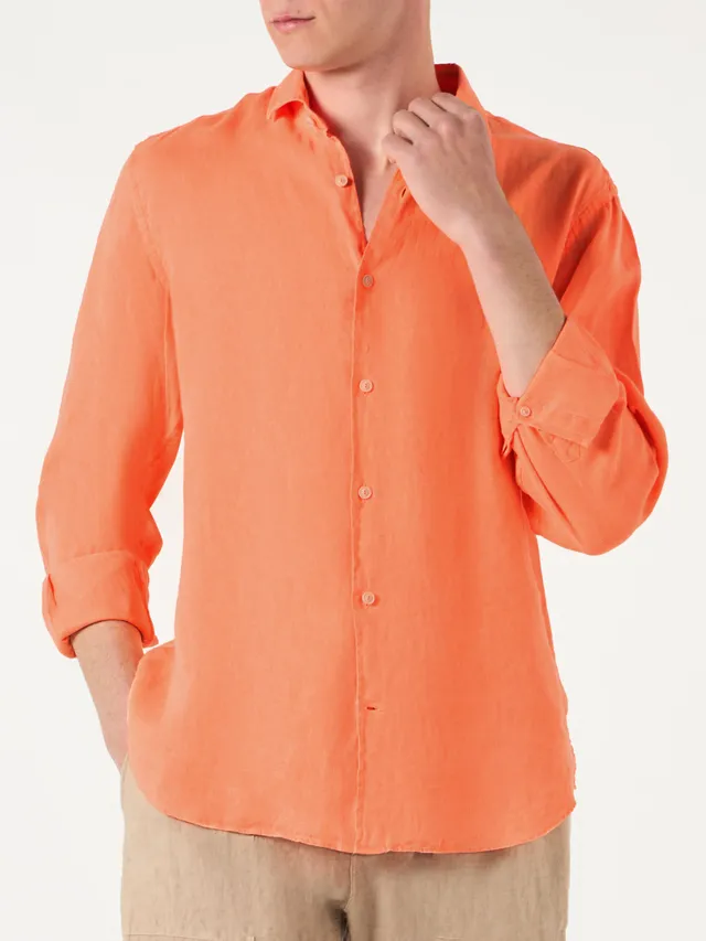 mc2-saint-barth-camicia-pamplona-uomo-in-puro-lino-arancione-fluo image 1