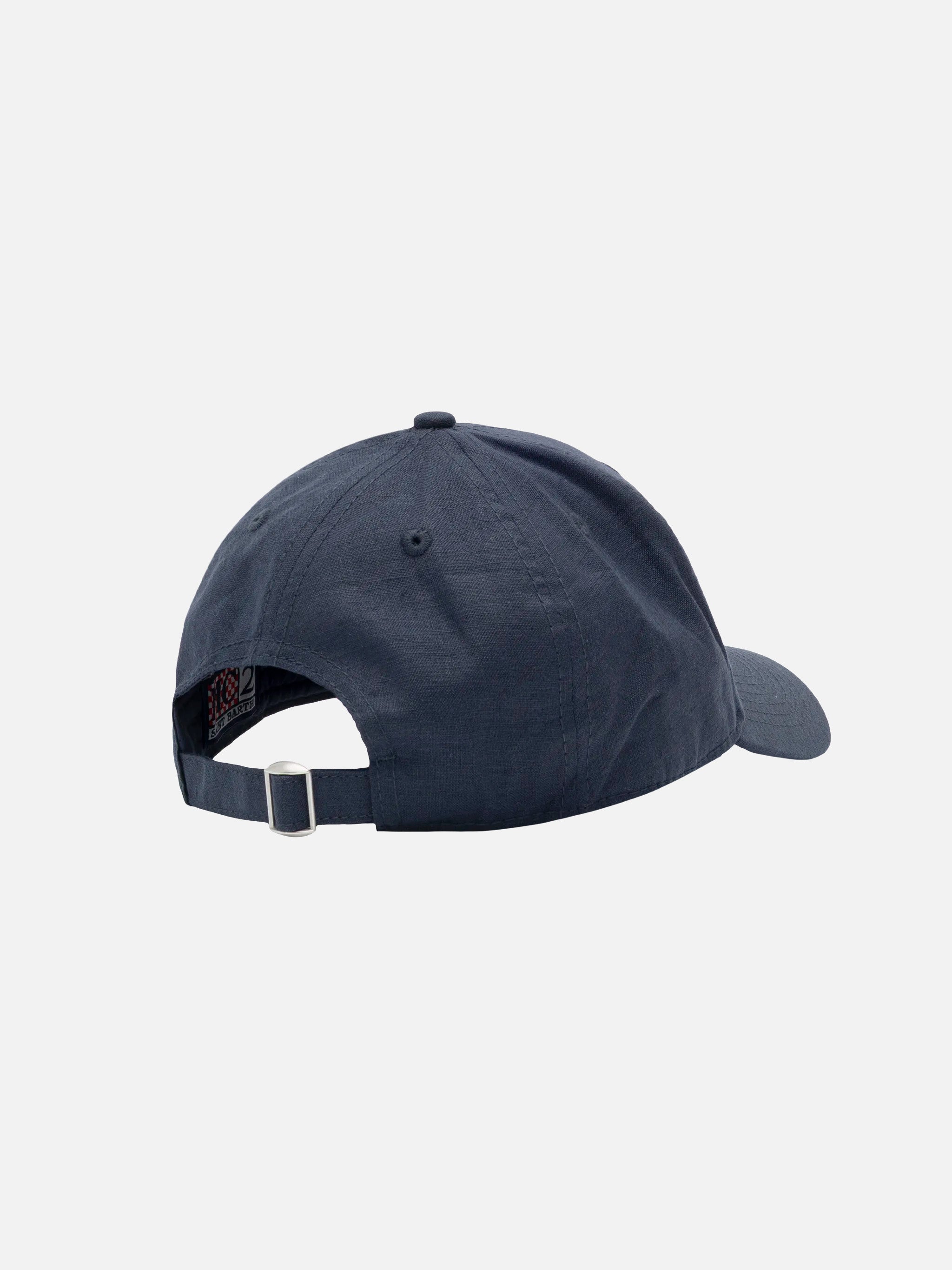 mc2-saint-barth-cappellino-baseball-in-lino-blu-vintage-con-visiera image 3