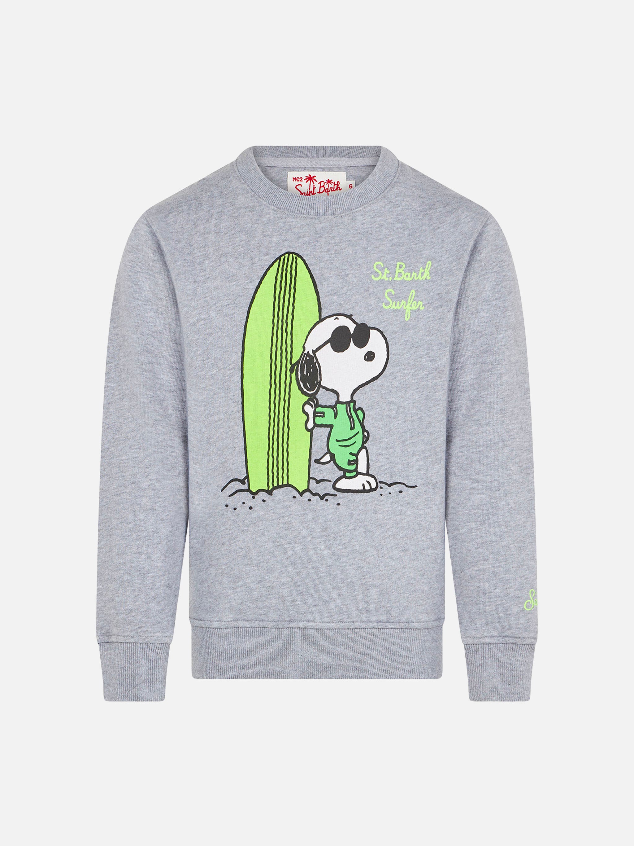 mc2-saint-barth-bobb001-felpa-bambino-snoopy-surfista-peanuts-grigia image 1