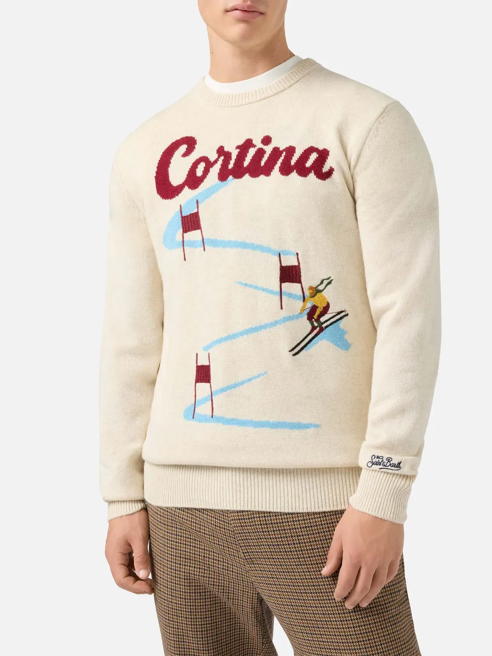 mc2-saint-barth-heron-girocollo-uomo-beige-jacquard-cartolina-cortina image 1