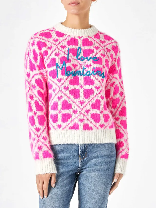 mc2-saint-barth-danya-maglia-donna-brushed-bianca-fucsia-lettering image 1