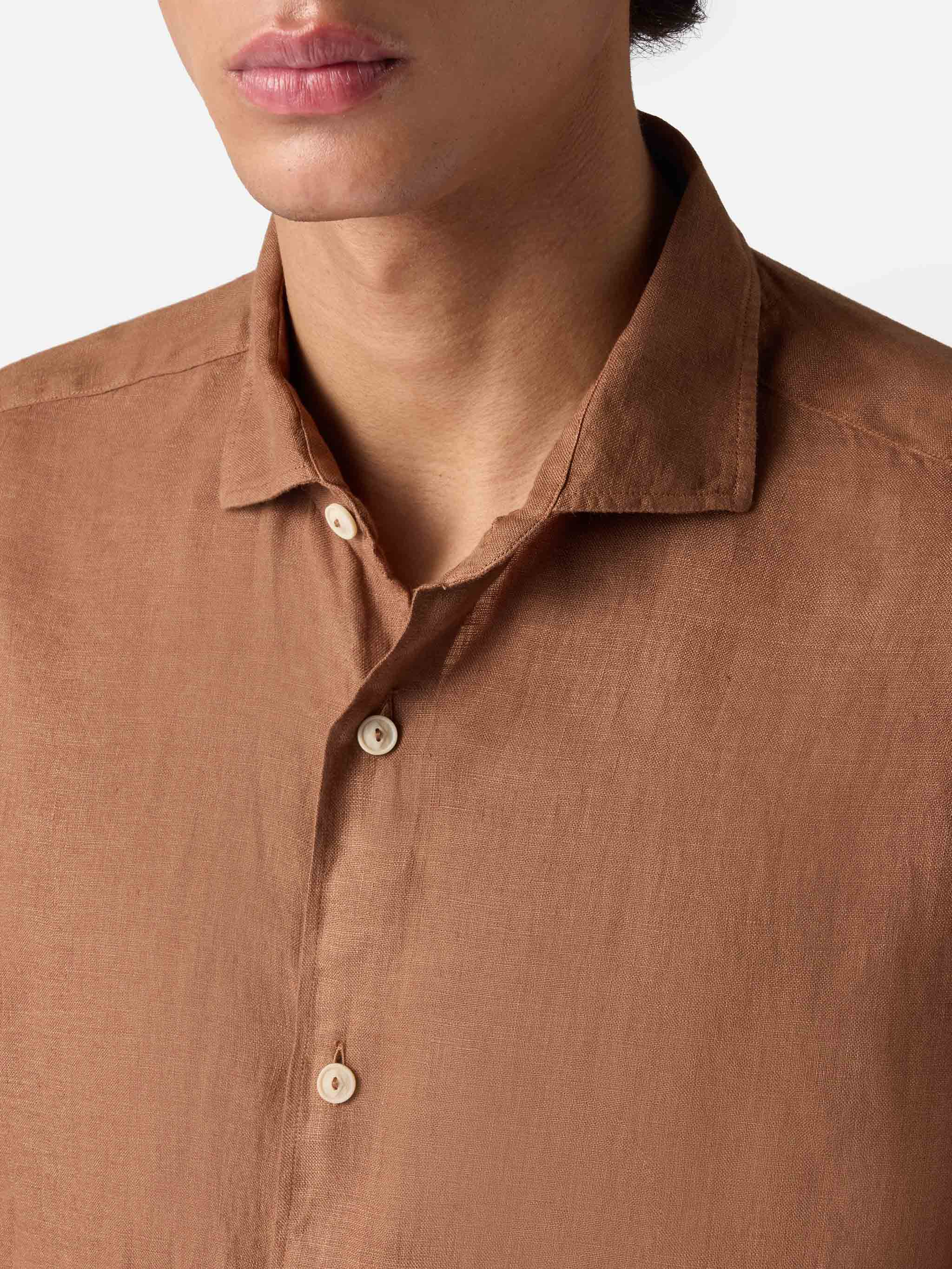 mc2-saint-barth-pamplona-camicia-in-lino-marrone-uomo image 2
